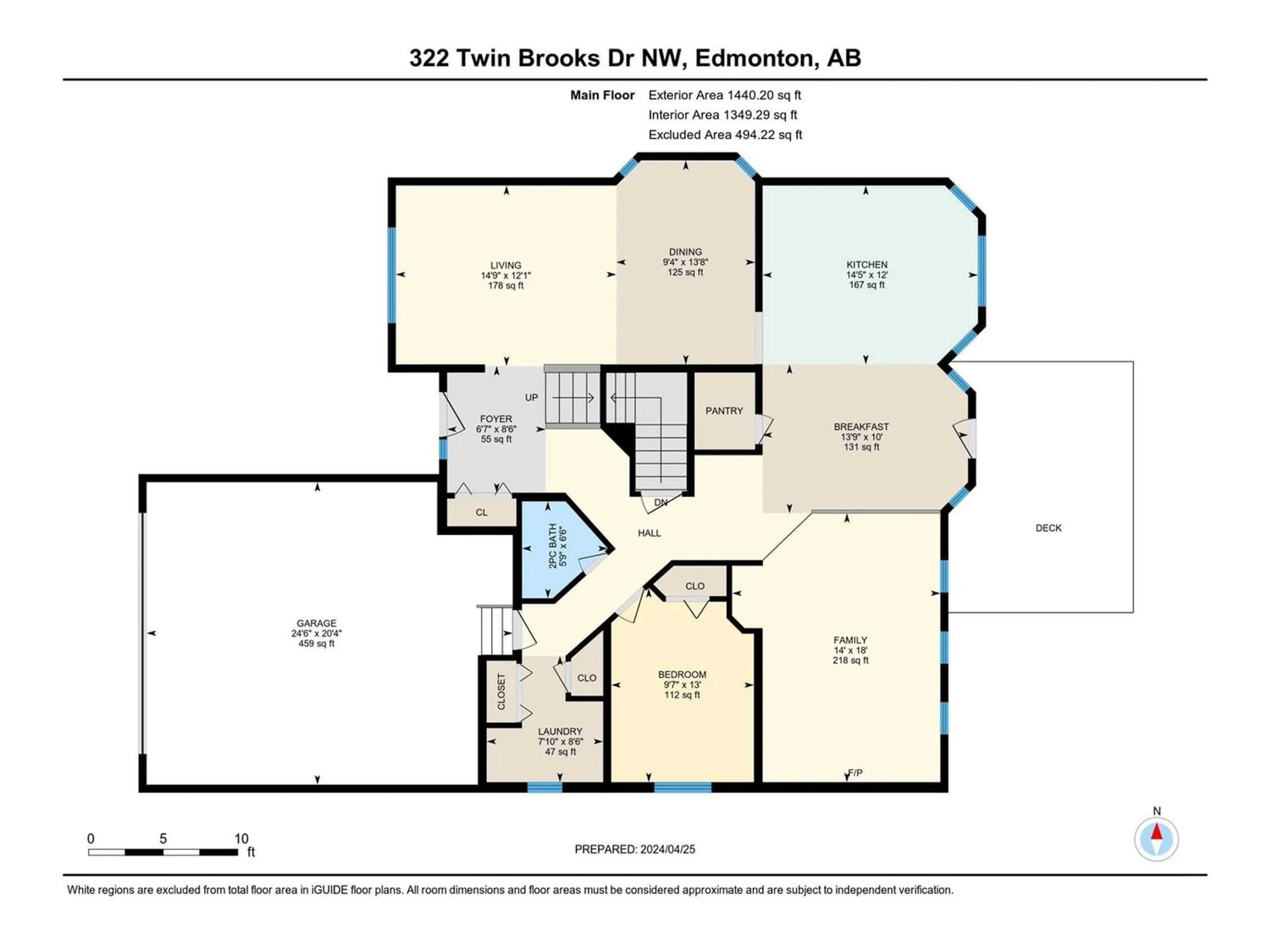 Floor plan for 322 TWIN BROOKS DR NW, Edmonton Alberta T6J6S5