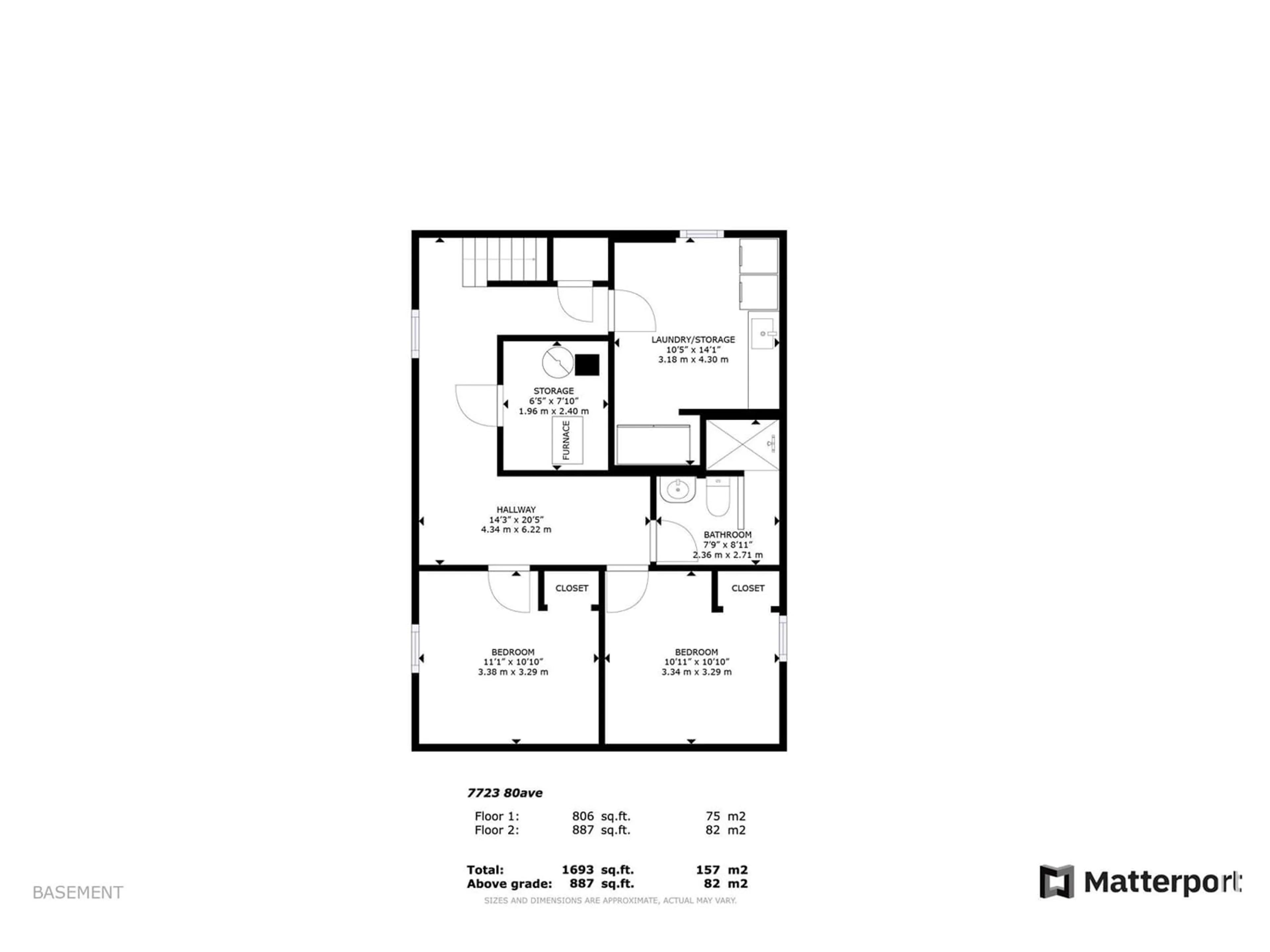 Floor plan for 7723 80 AV NW, Edmonton Alberta T6C0S3