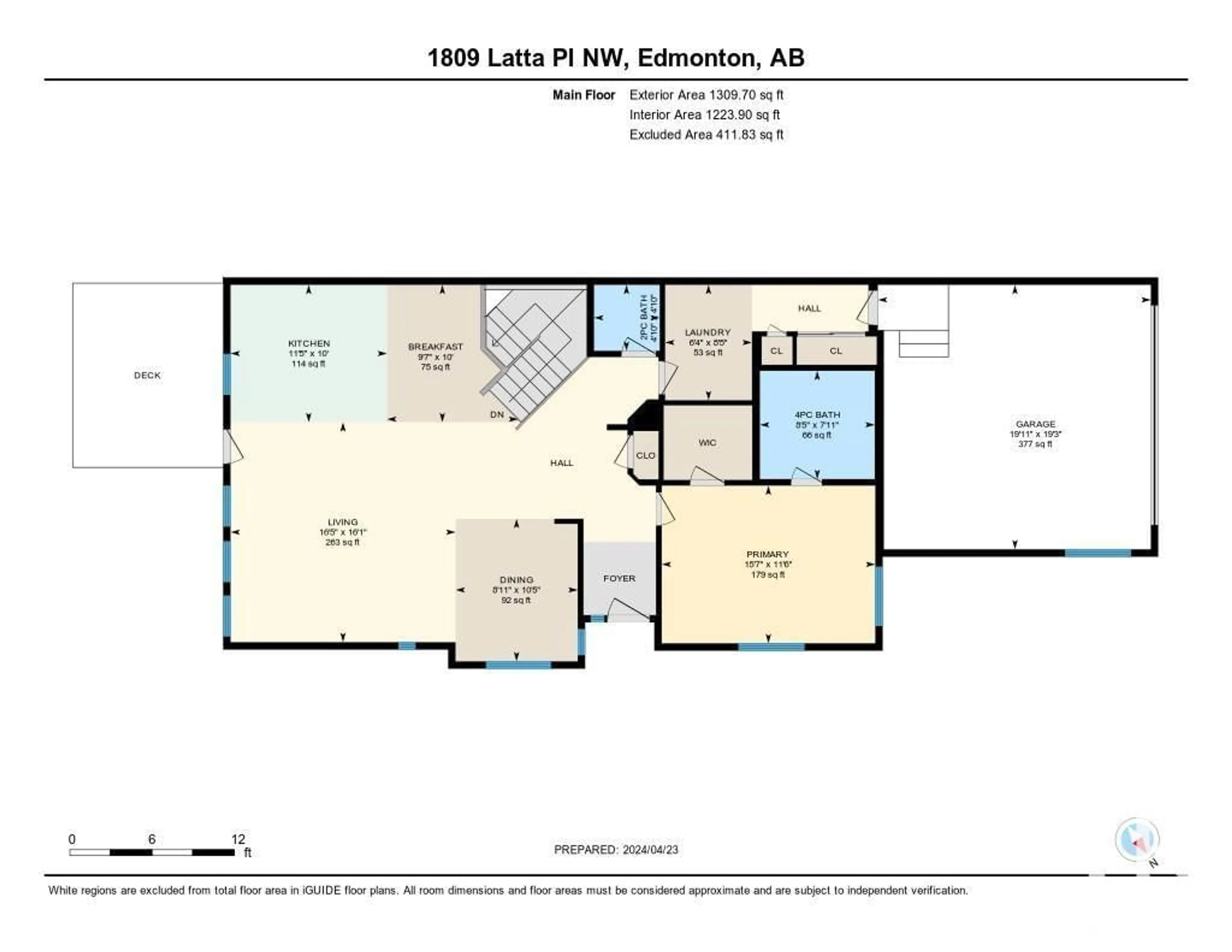 Floor plan for 1809 LATTA PL NW, Edmonton Alberta T6R3T3