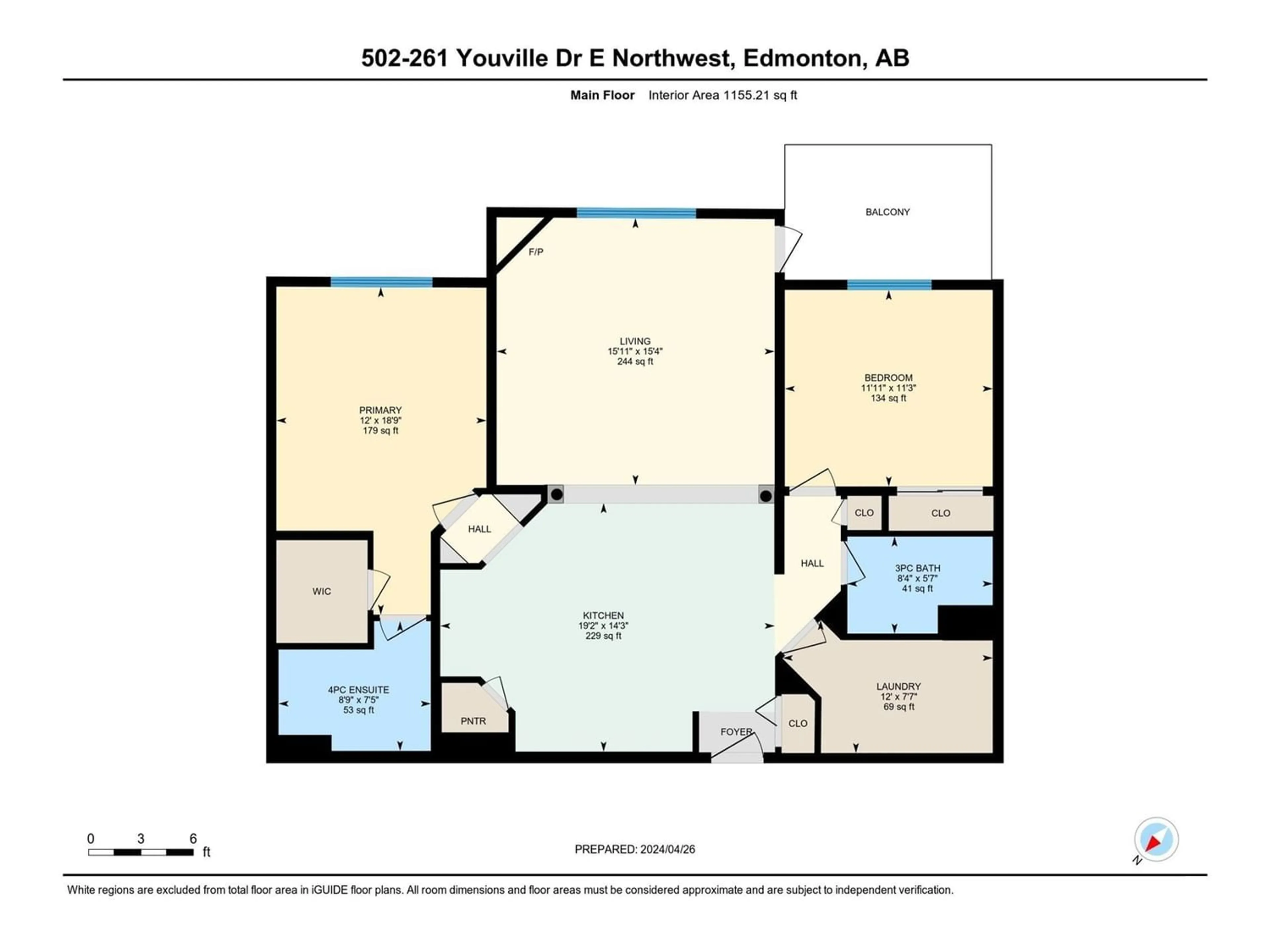 Floor plan for #502 261 YOUVILLE DR E NW, Edmonton Alberta T6L7H3