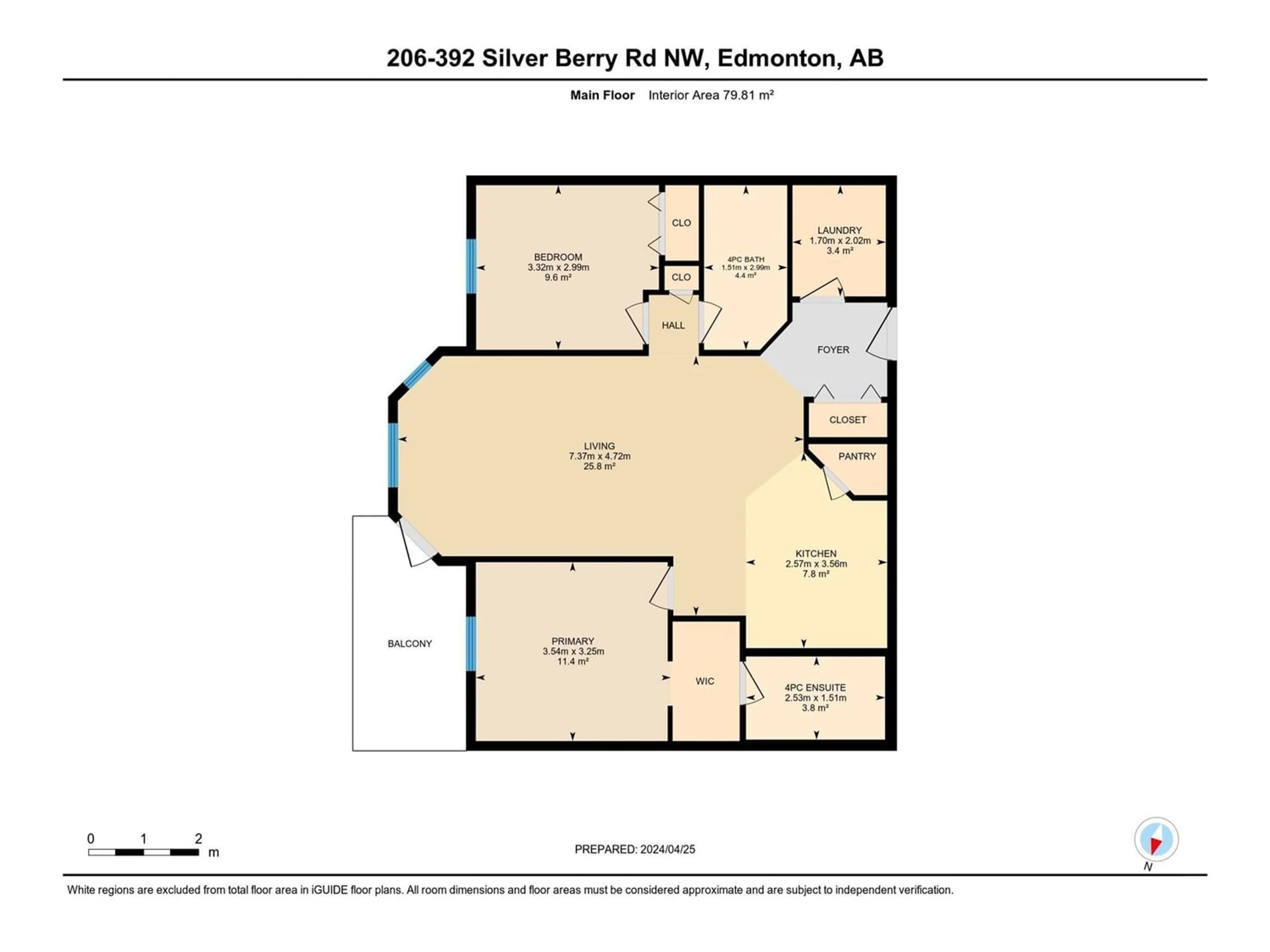 Floor plan for #206 392 SILVER BERRY RD NW, Edmonton Alberta T6T0H1