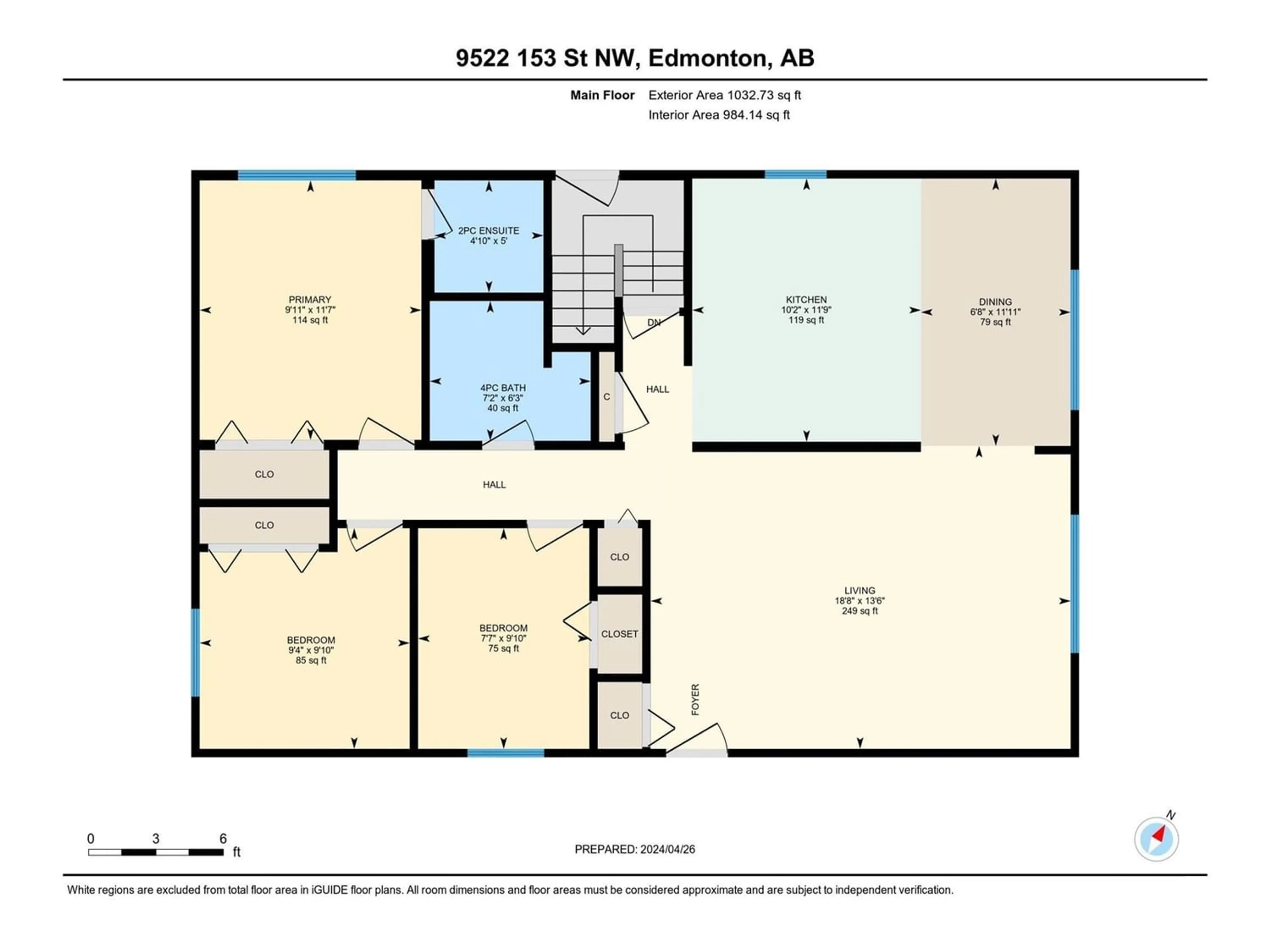 Floor plan for 9522 153 ST NW, Edmonton Alberta T5P2A1