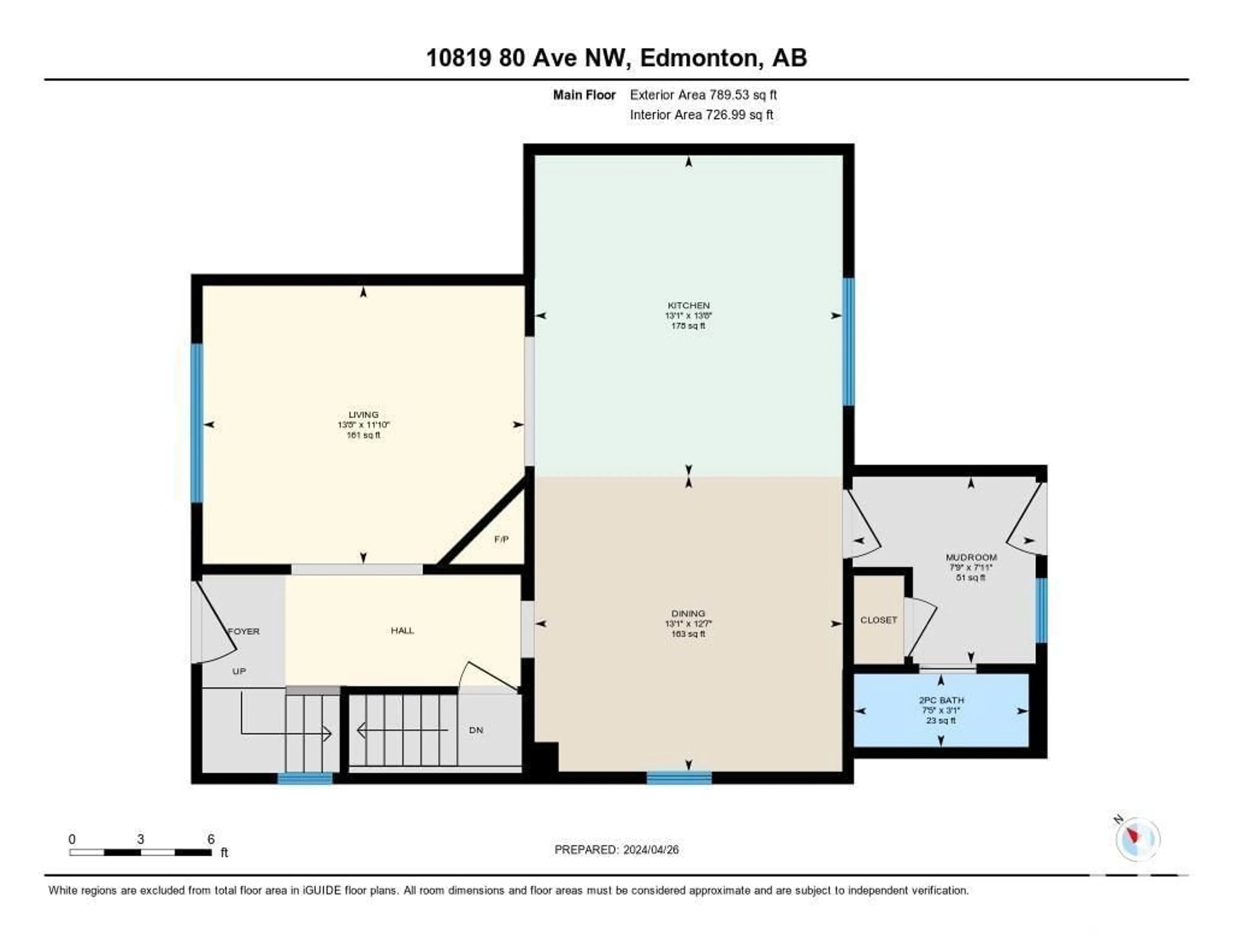Floor plan for 10819 80 AV NW, Edmonton Alberta T6E1V9