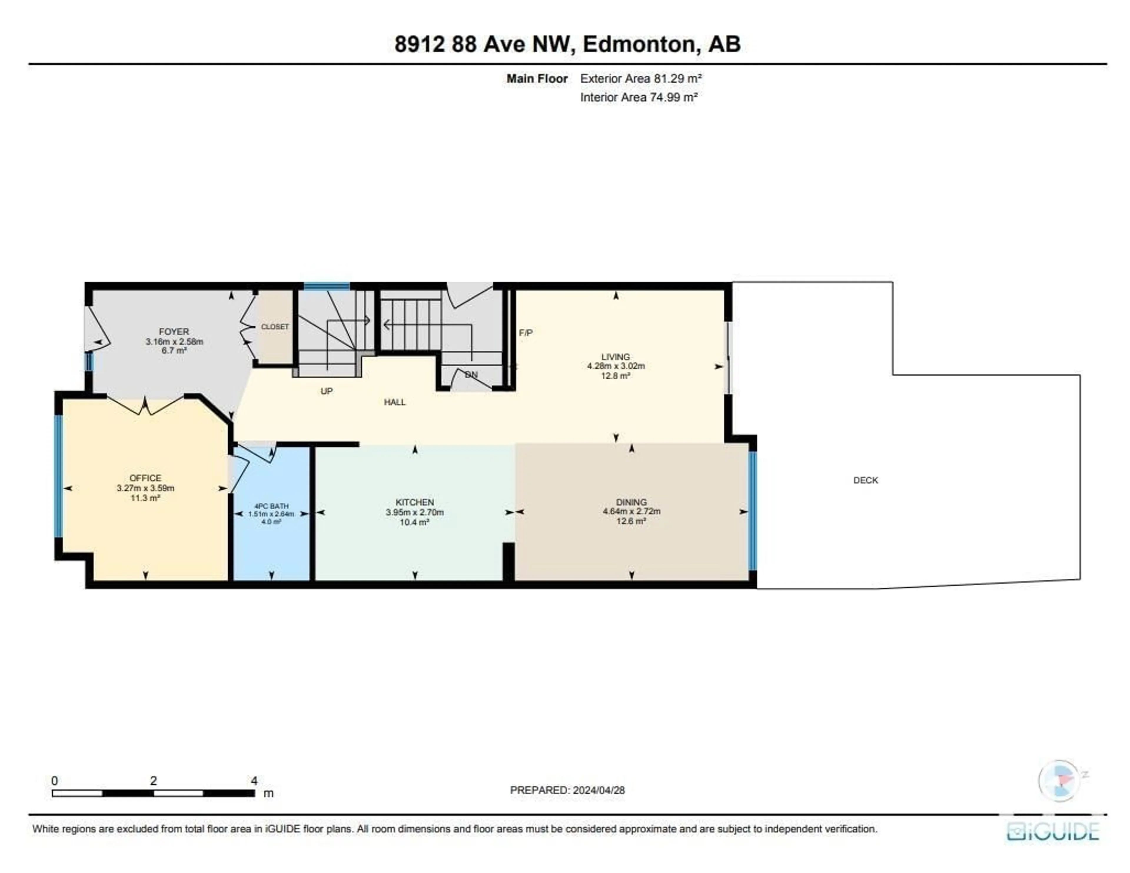 Floor plan for 8912 88 AV NW, Edmonton Alberta T6C1L8