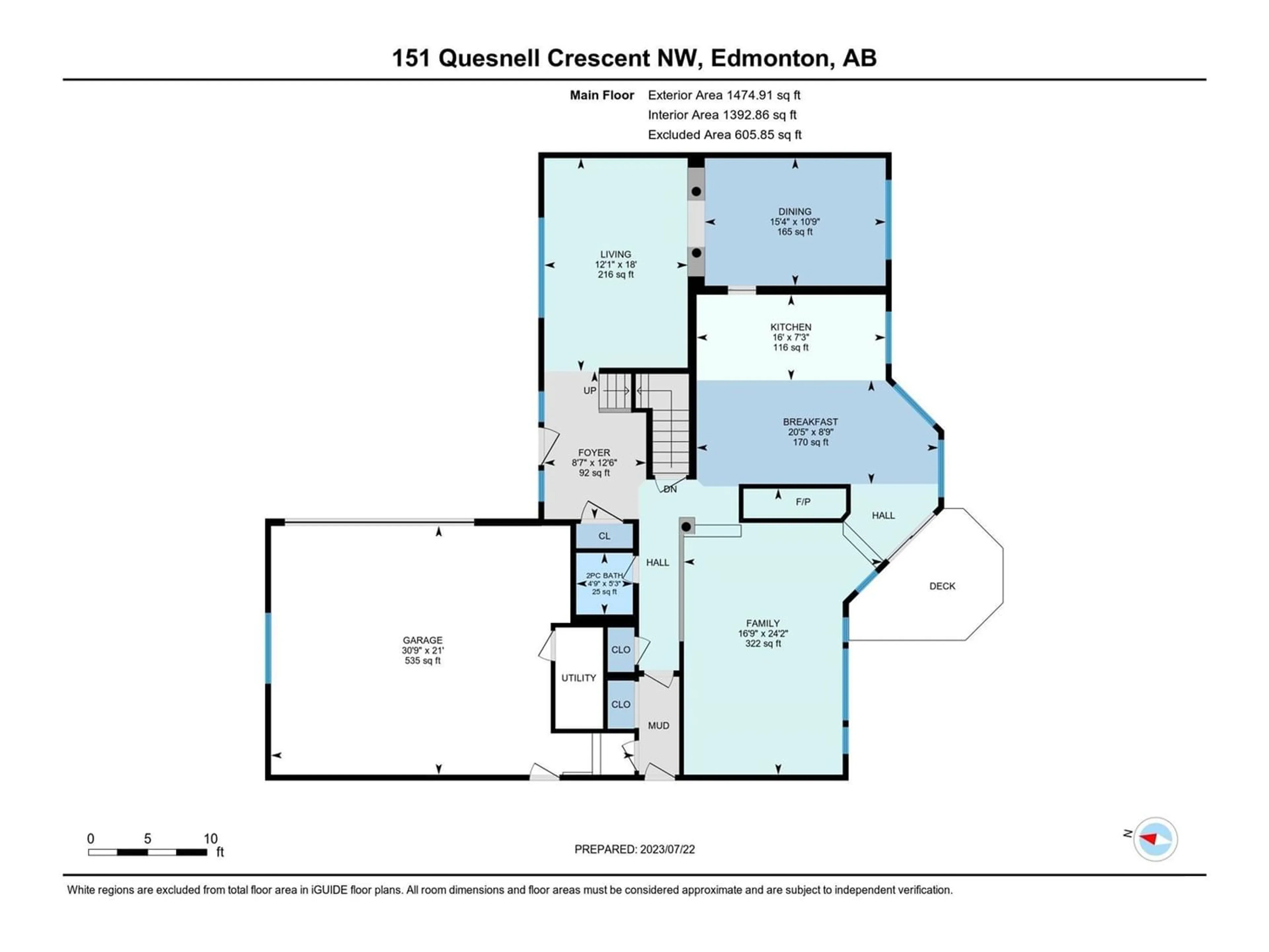 Floor plan for 151 QUESNELL CR NW, Edmonton Alberta T5R5P1