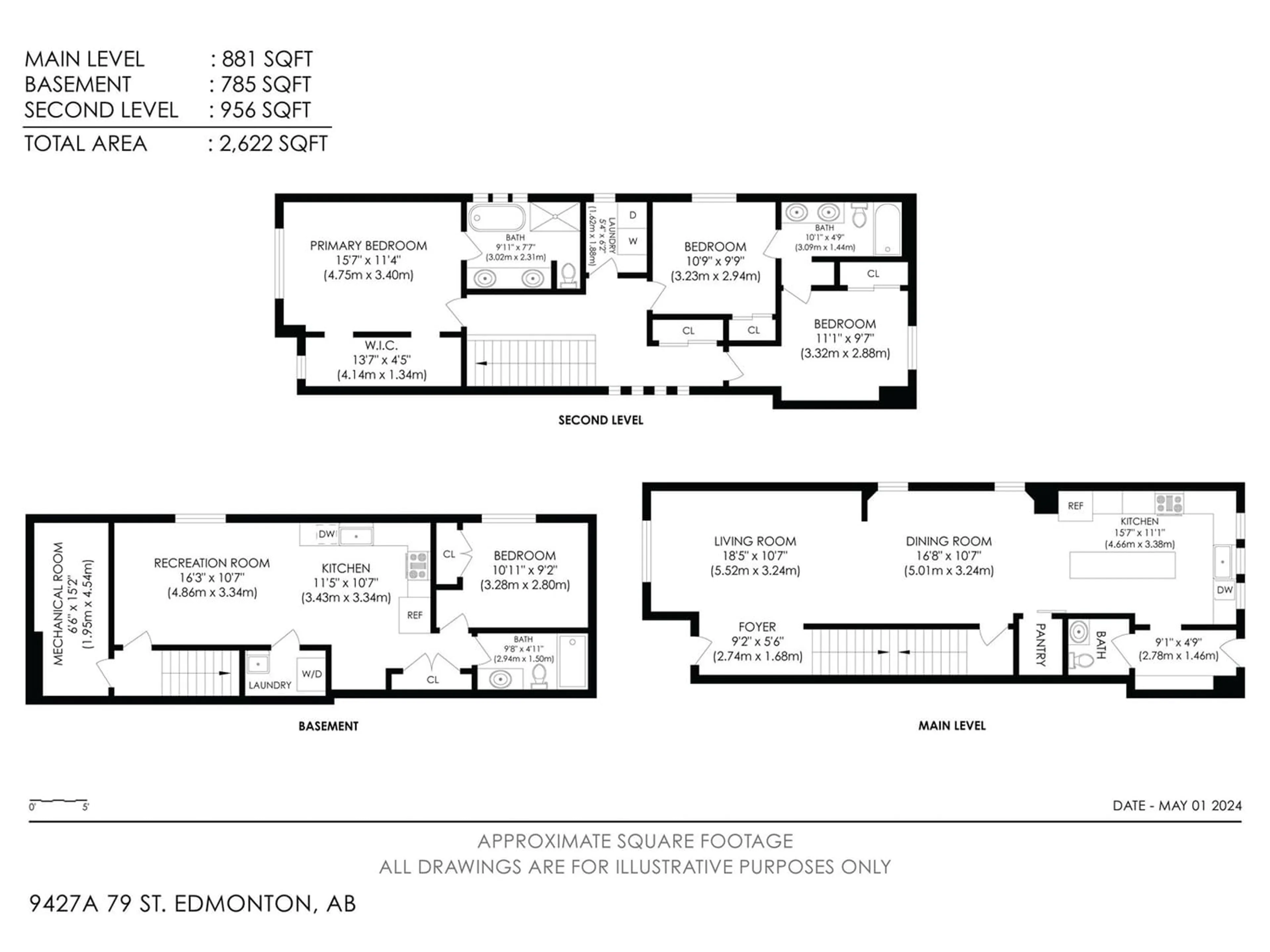 Floor plan for 9427A 79 ST NW, Edmonton Alberta T6C2R8