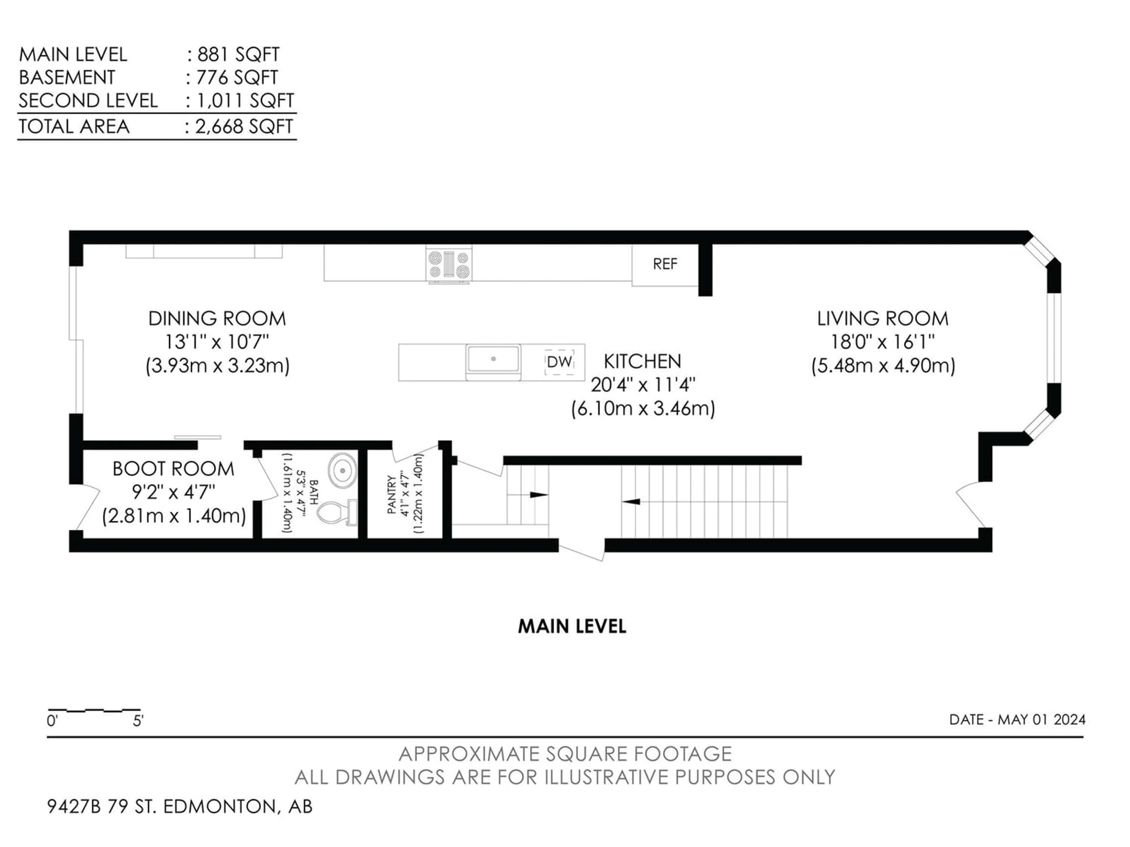 Floor plan for 9427B 79 ST NW, Edmonton Alberta T6C2R8