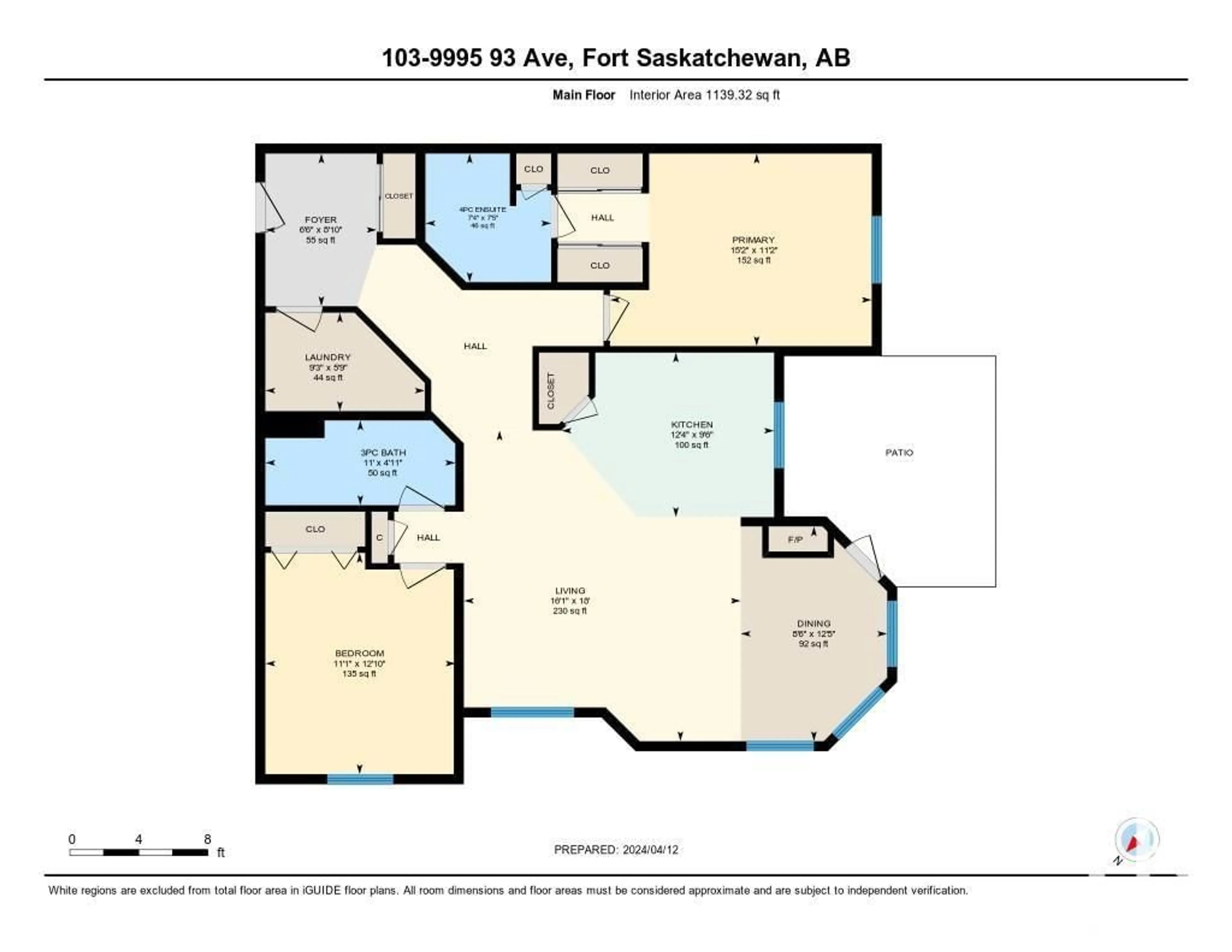 Floor plan for #103 9995 93 AV, Fort Saskatchewan Alberta T8L1N5