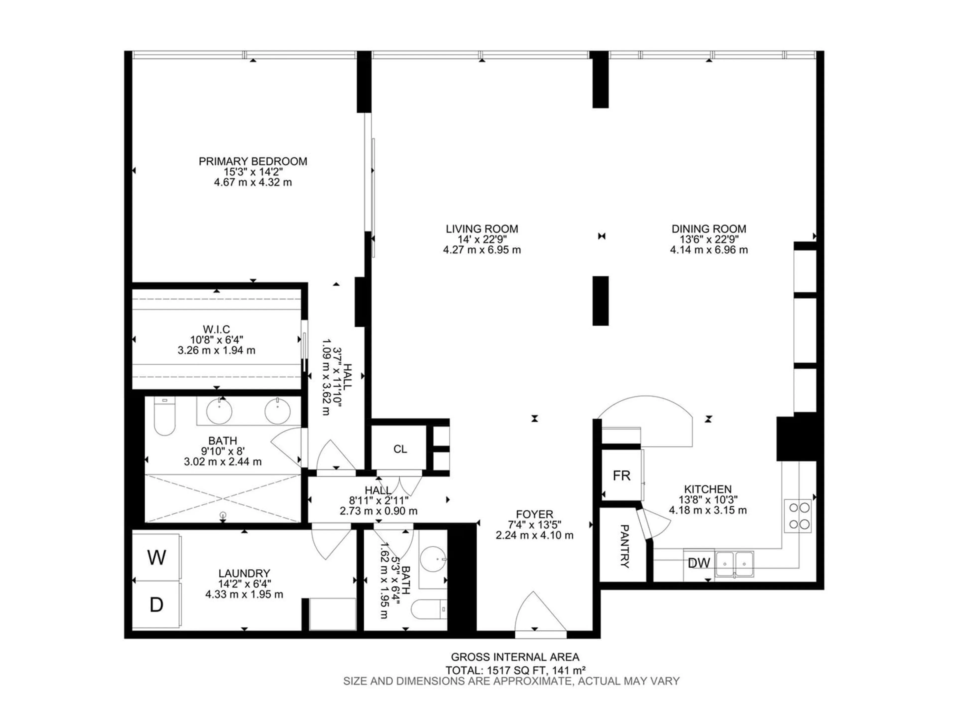 Floor plan for #1502 9929 Saskatchewan DR NW NW, Edmonton Alberta T6E5J9