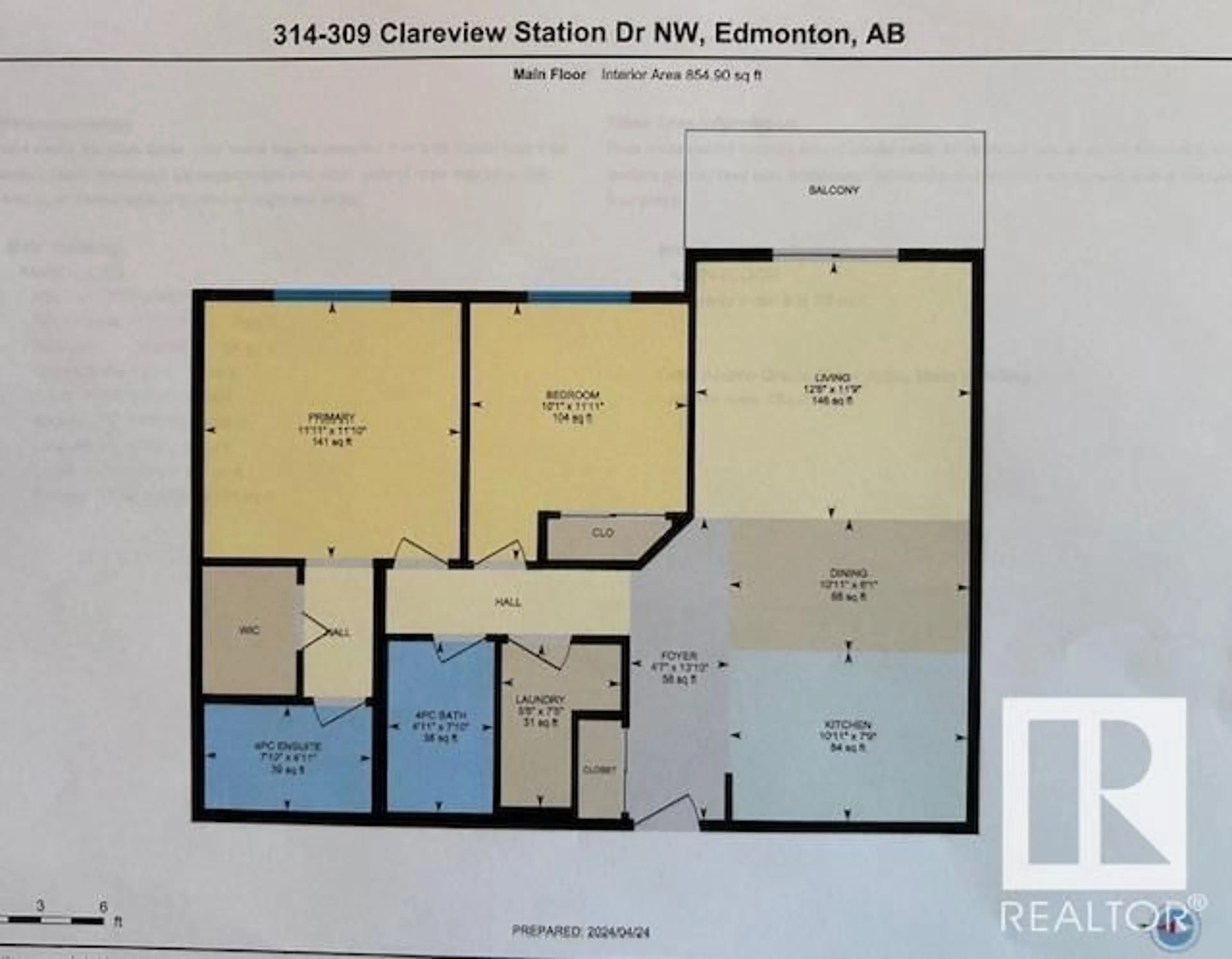 Floor plan for #314 309 Clareview Station DR NW, Edmonton Alberta T5Y0C5