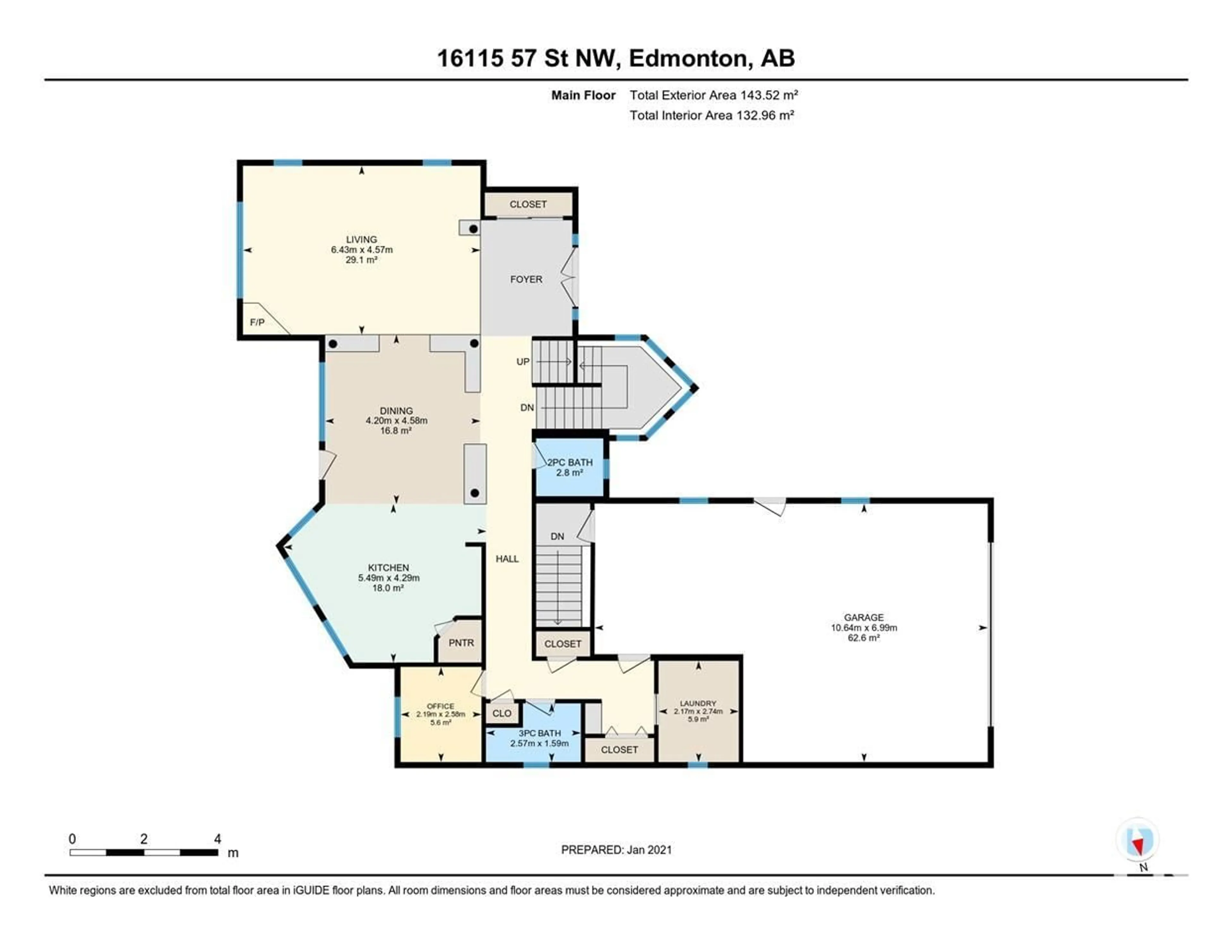 Floor plan for 16115 57 ST NW, Edmonton Alberta T5Y2T1