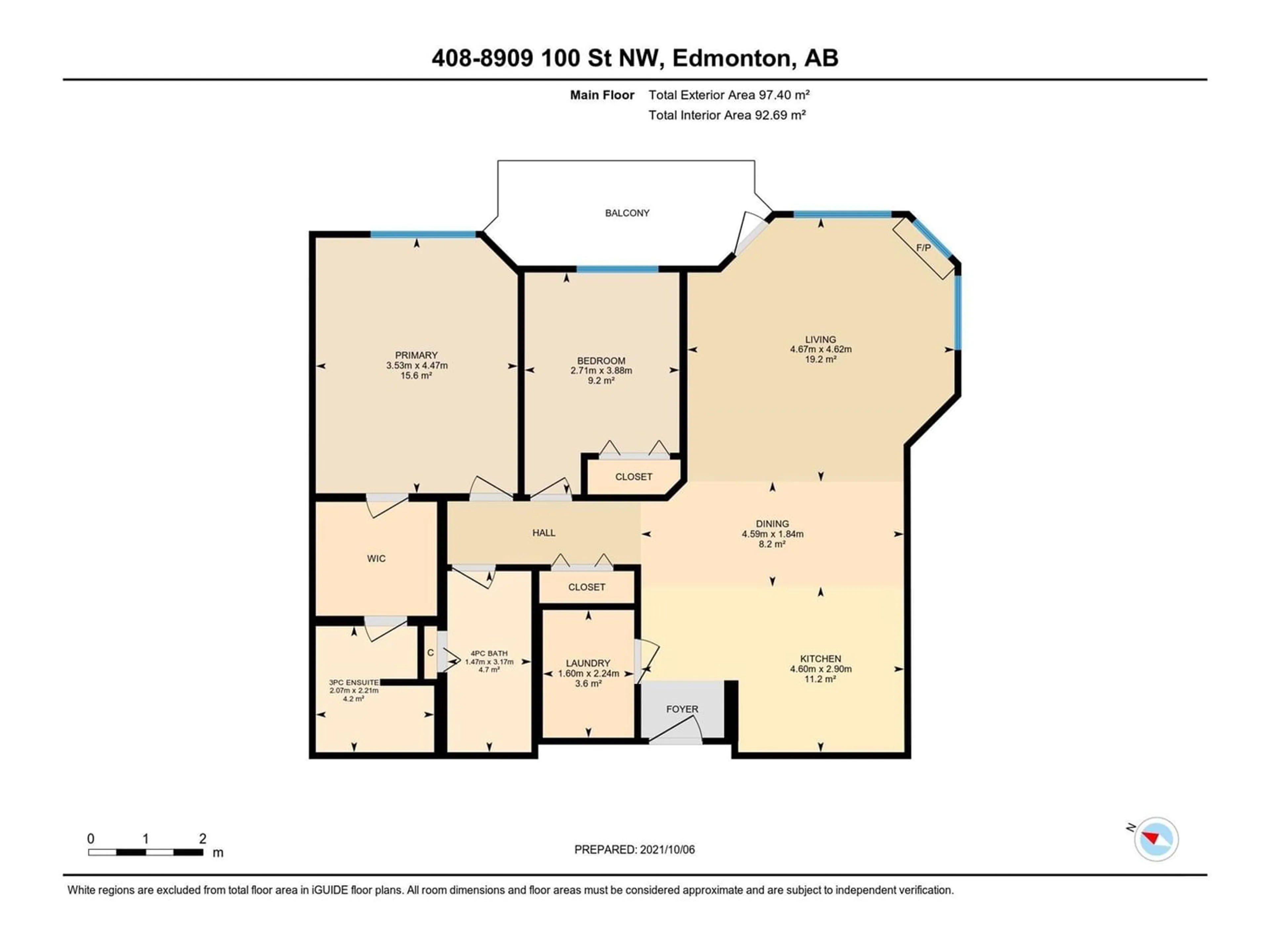 Floor plan for #408 8909 100 ST NW, Edmonton Alberta T6E6T4