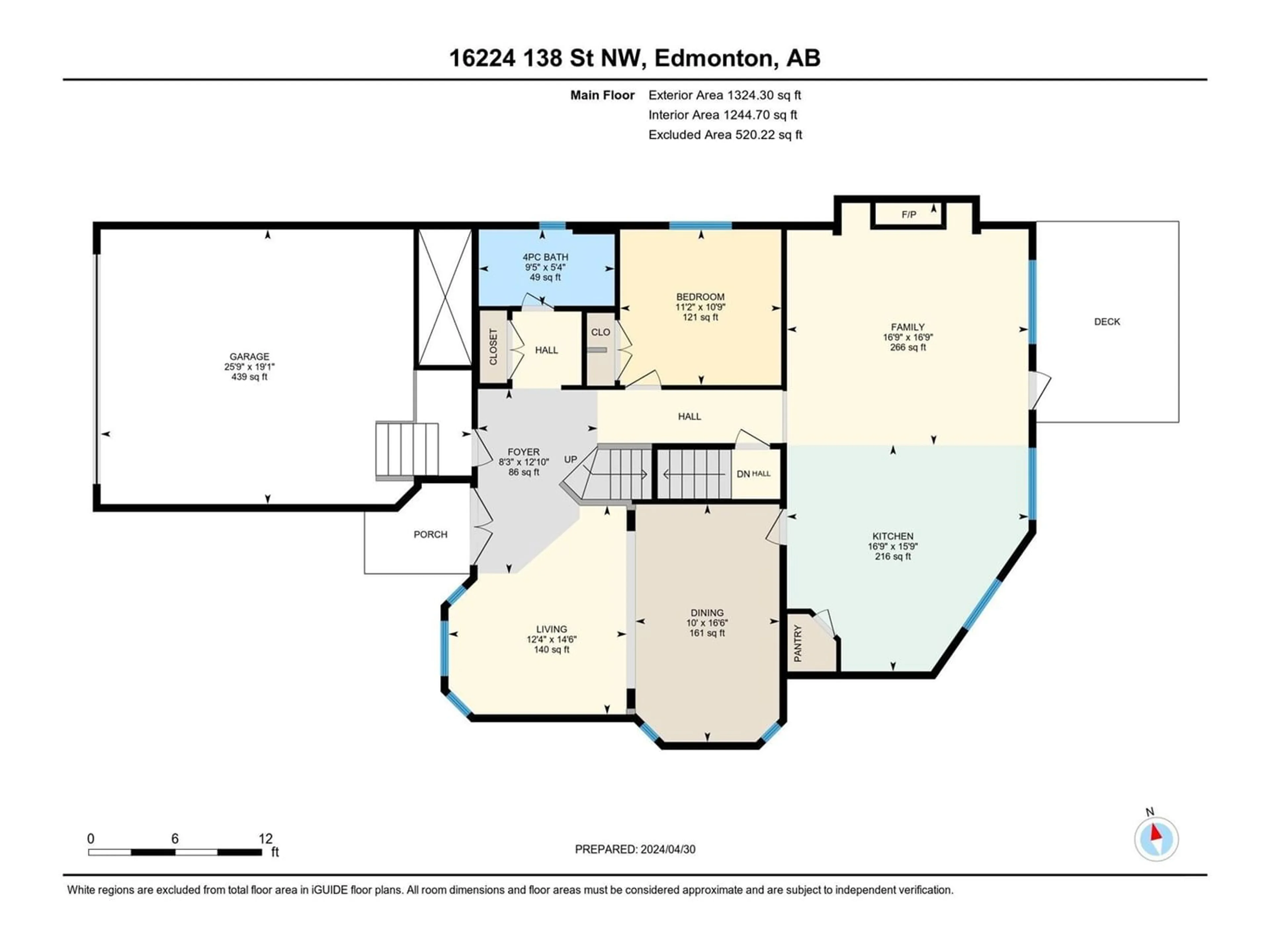 Floor plan for 16224 138 ST NW, Edmonton Alberta T6V0J8