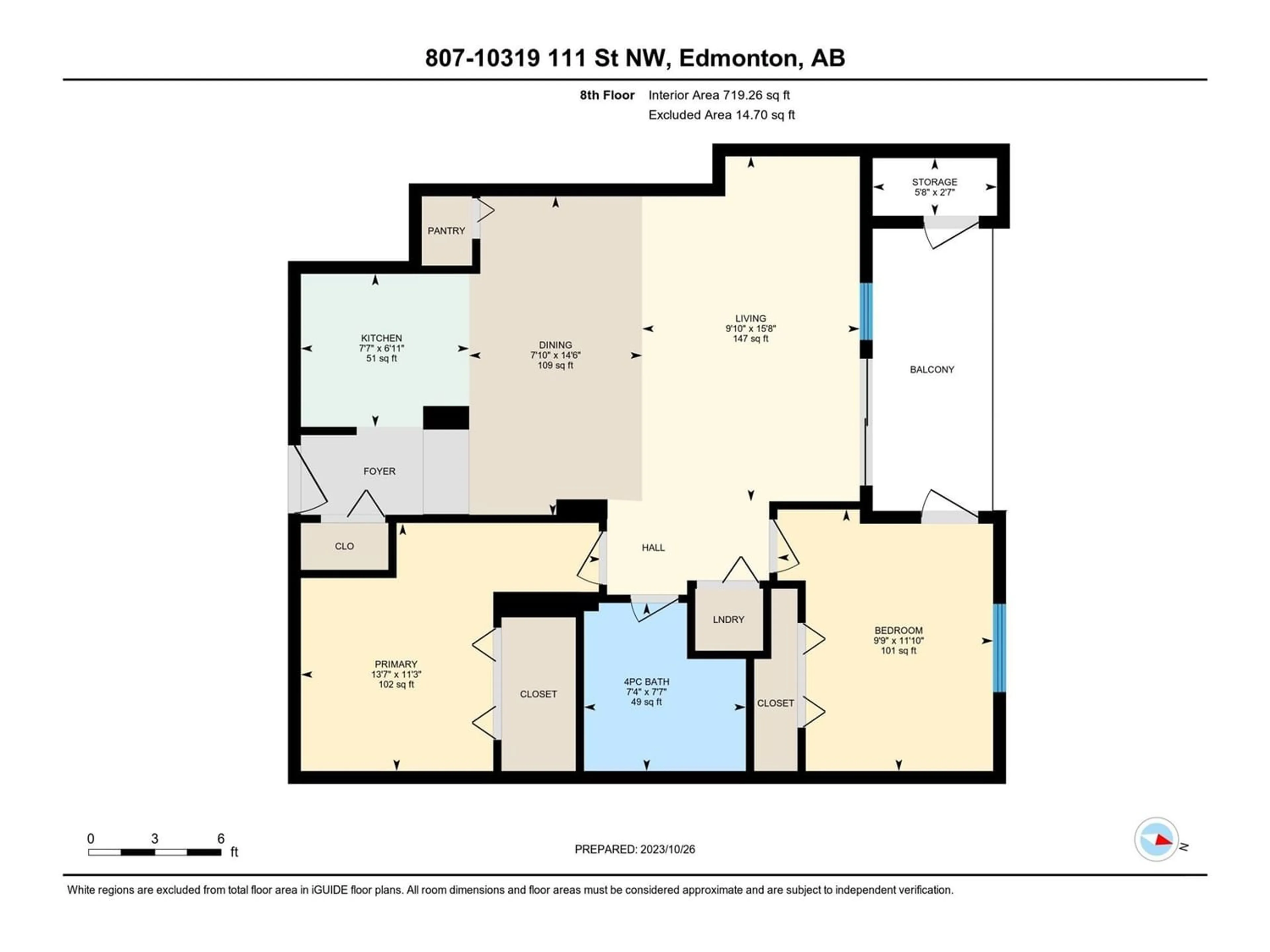 Floor plan for #807 10319 111 ST NW, Edmonton Alberta T5K0A2