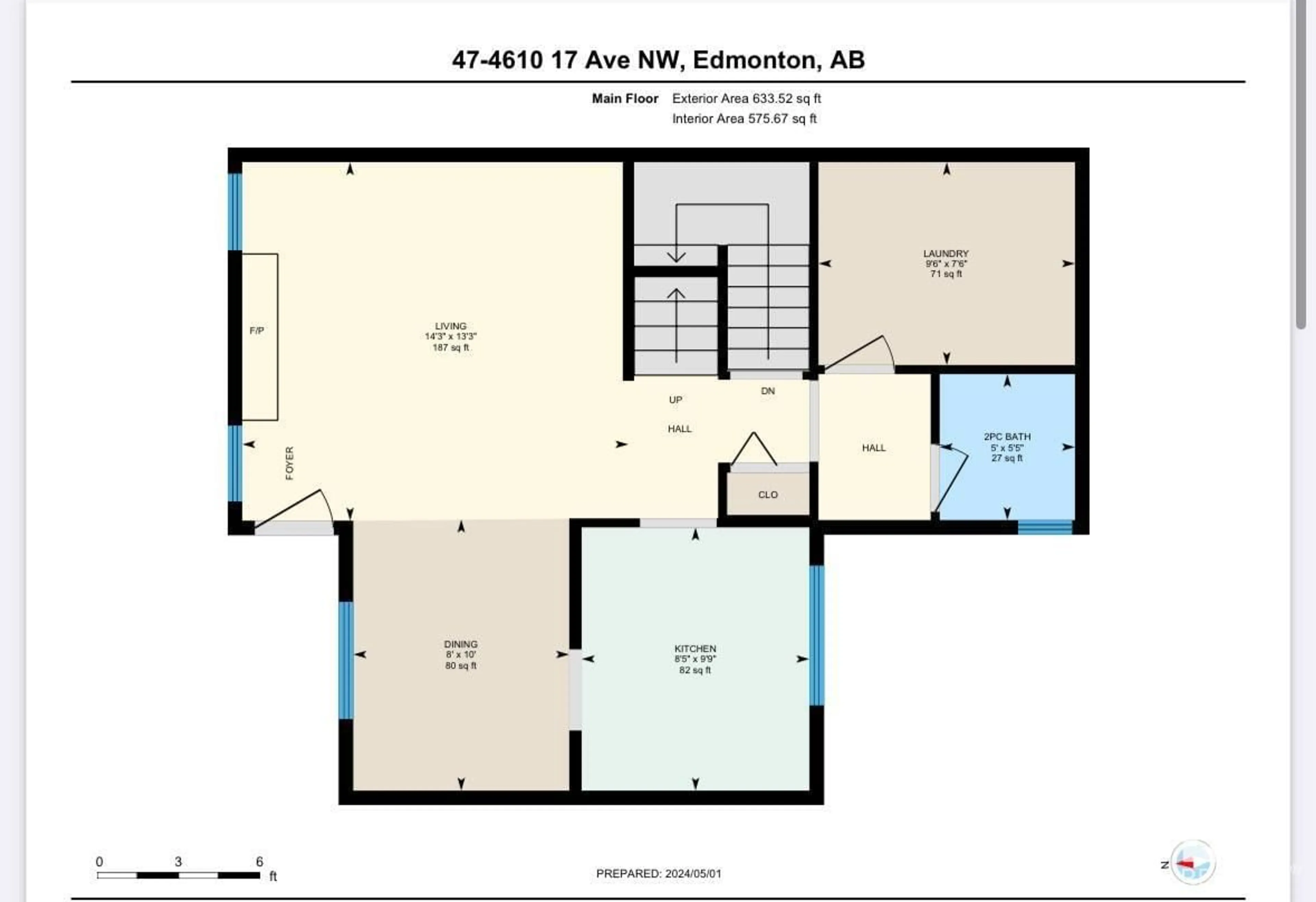 Floor plan for #47 4610 17 Avenue NW NW, Edmonton Alberta T6L5T1