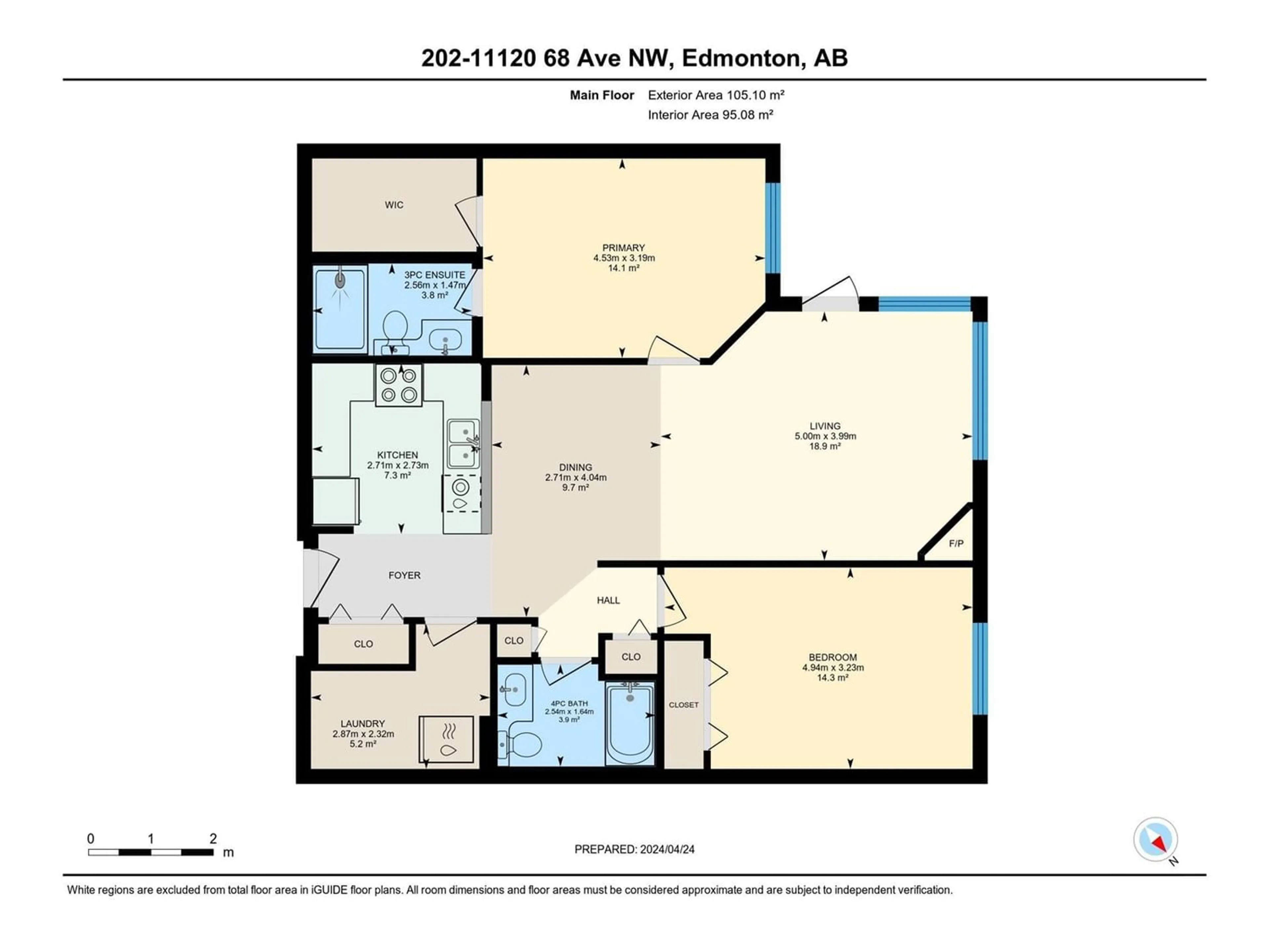 Floor plan for #202 11120 68 AV NW, Edmonton Alberta T6H2C2