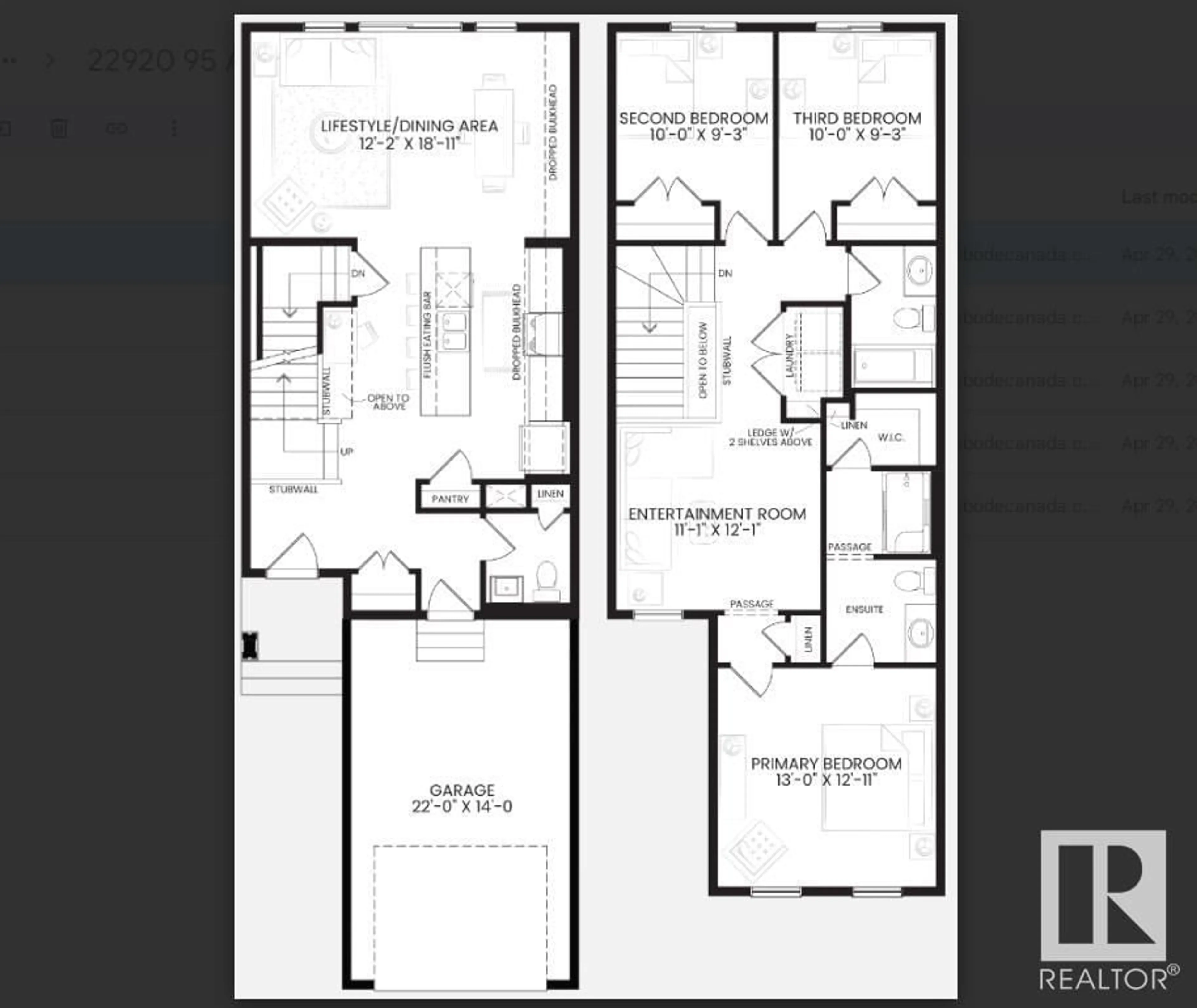 Floor plan for 22920 95 AV NW, Edmonton Alberta T5T5X7