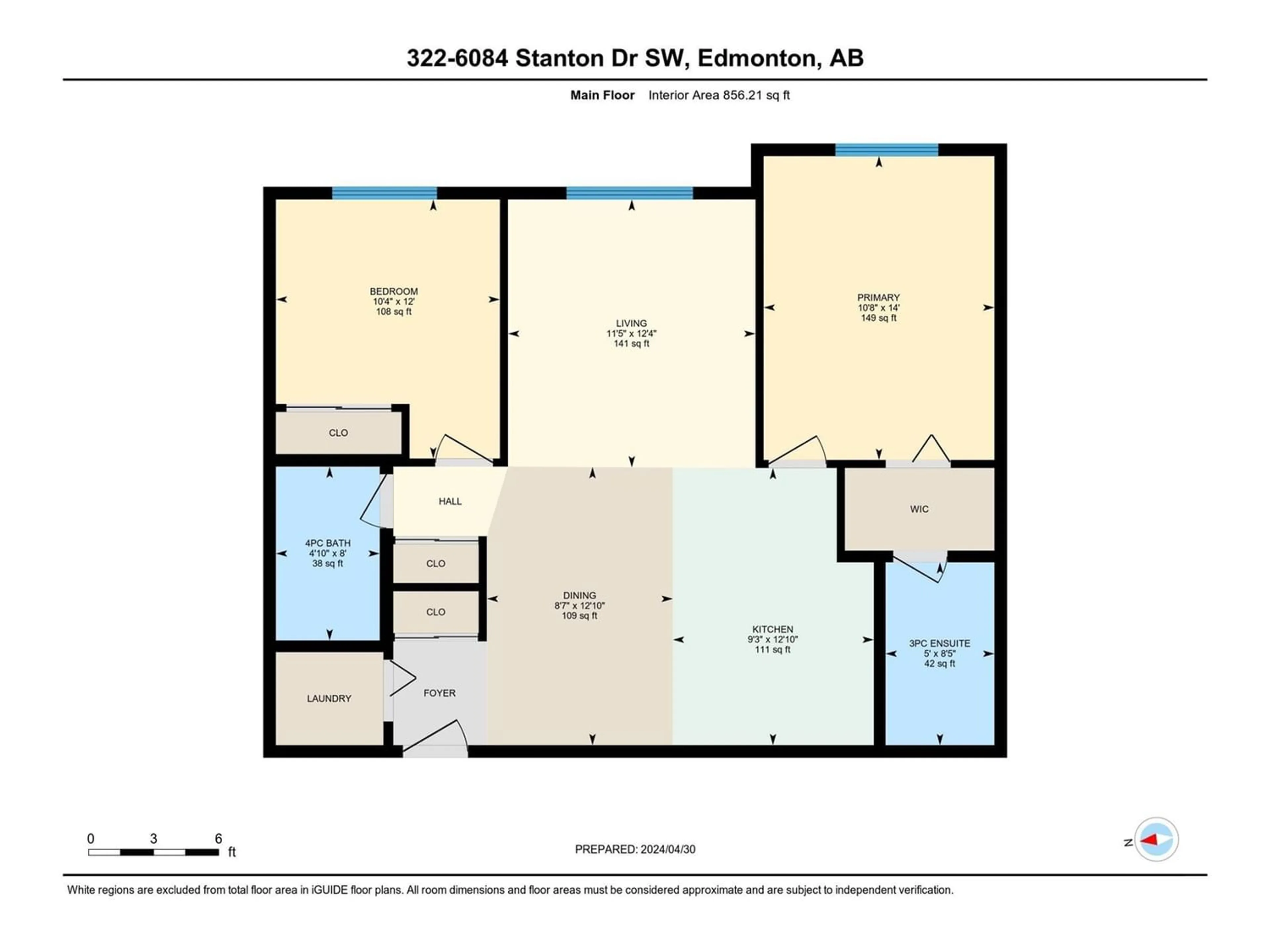 Floor plan for #322 6084 STANTON DR SW, Edmonton Alberta T6X0Z4