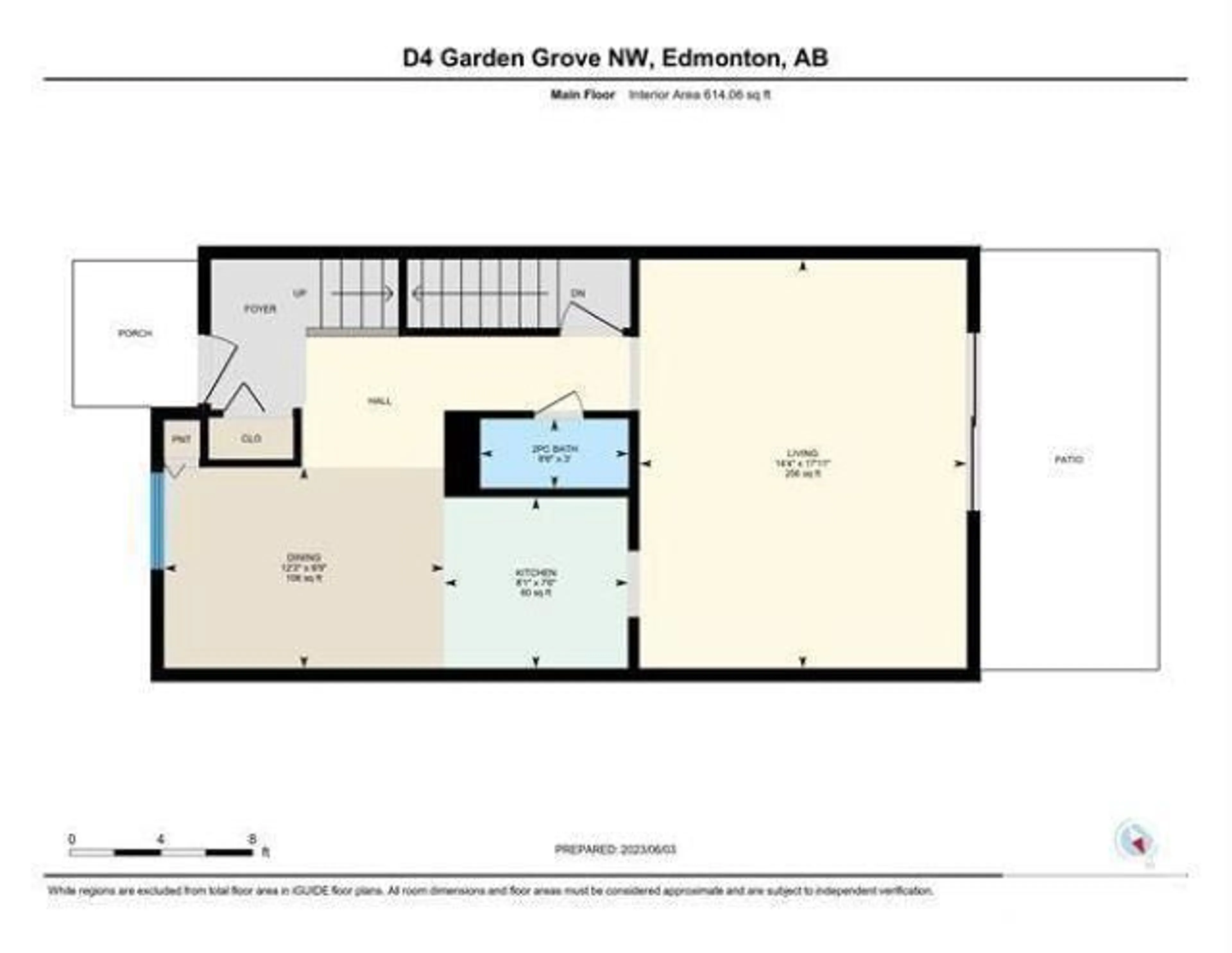 Floor plan for #D 4 Garden GV NW, Edmonton Alberta T6J2L3