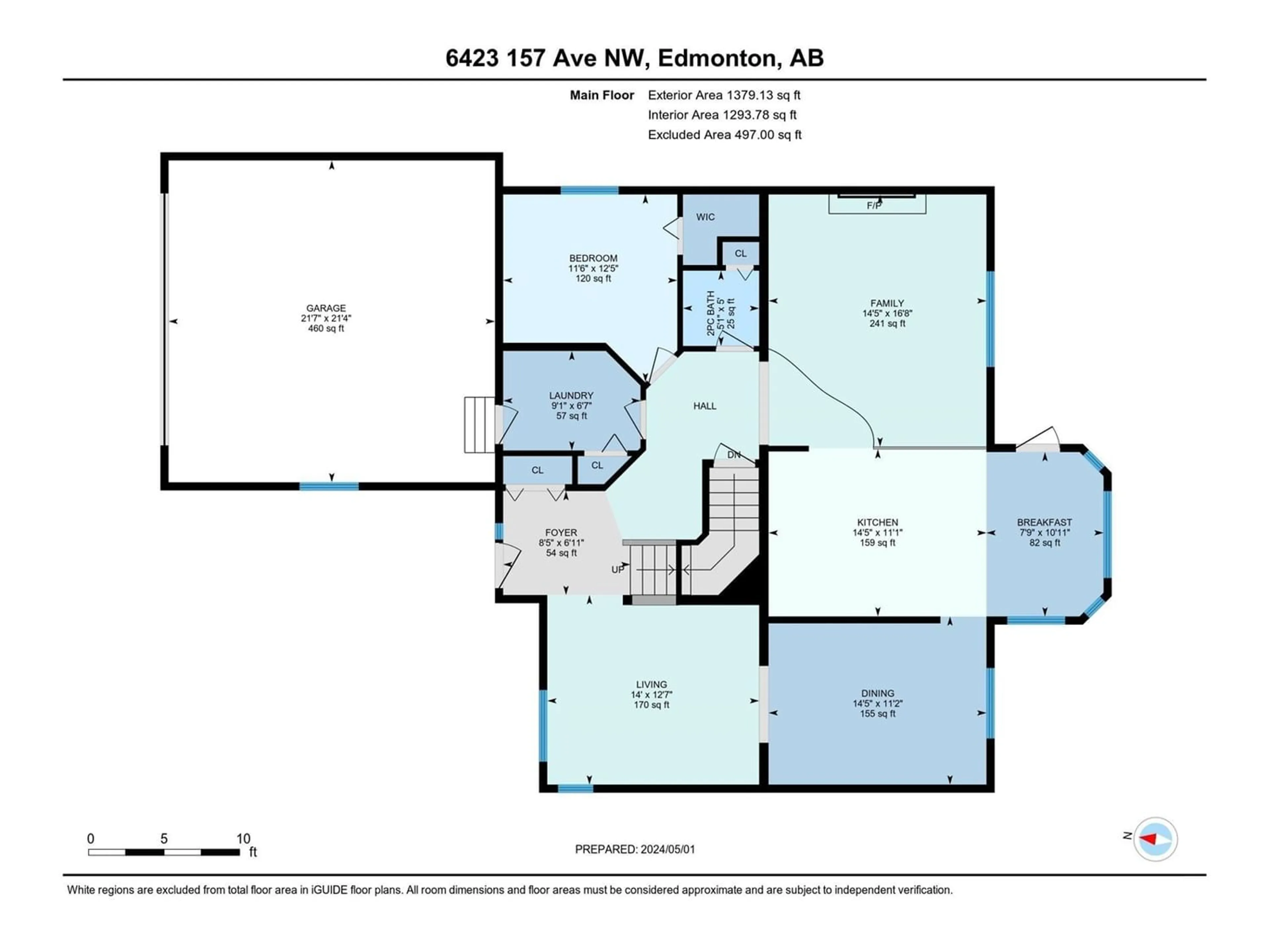 Floor plan for 6423 157 AV NW, Edmonton Alberta T5Y2N5