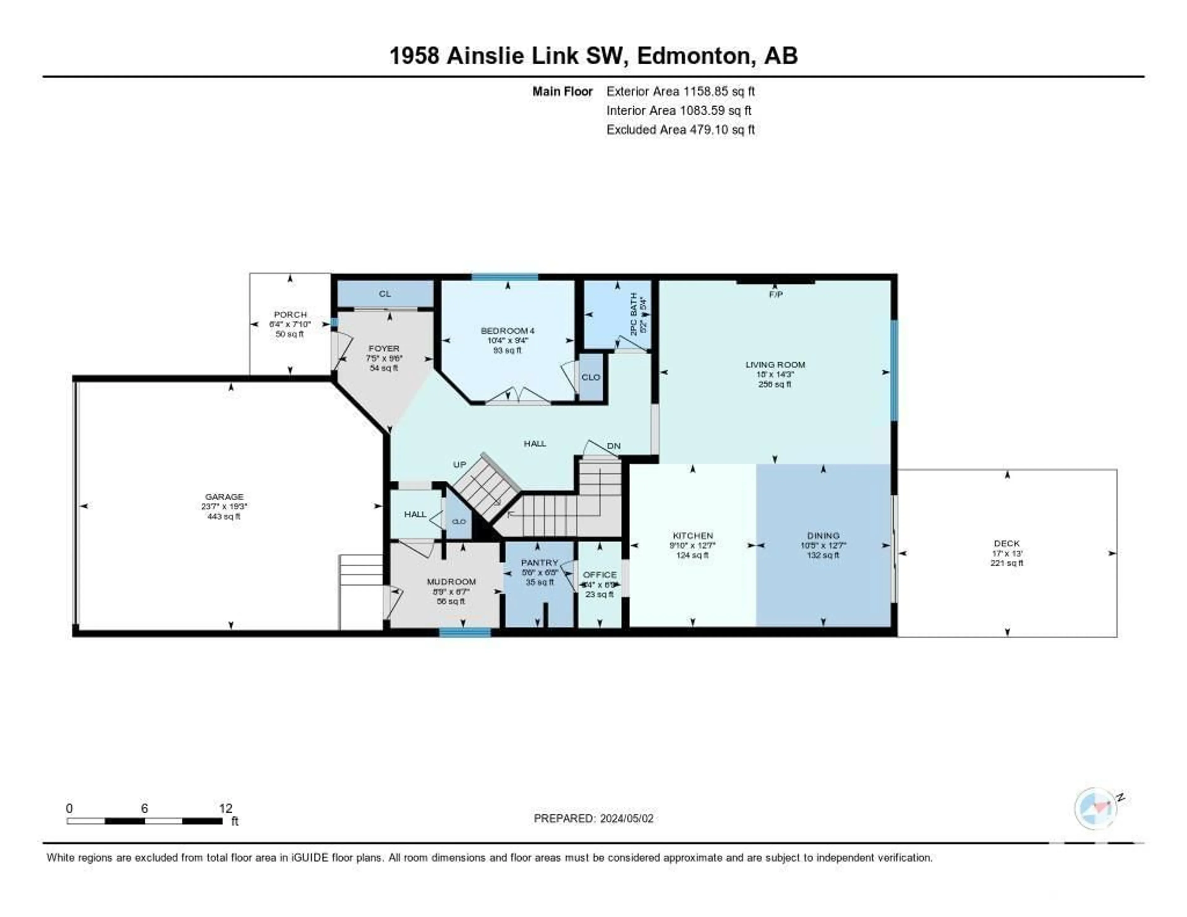 Floor plan for 1958 AINSLIE LI SW, Edmonton Alberta T6W2L9