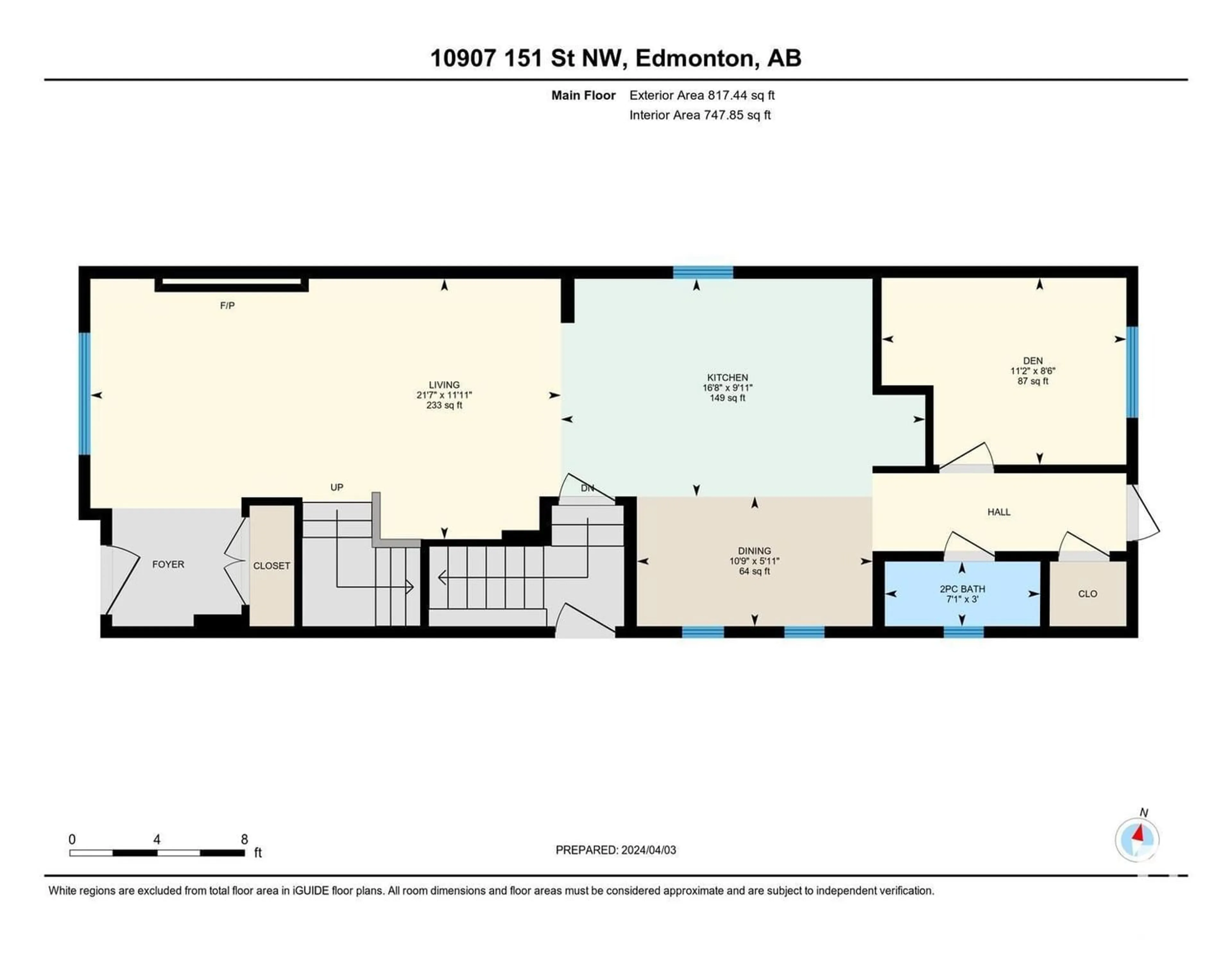 Floor plan for 10909 151 ST NW NW, Edmonton Alberta T5P1W2
