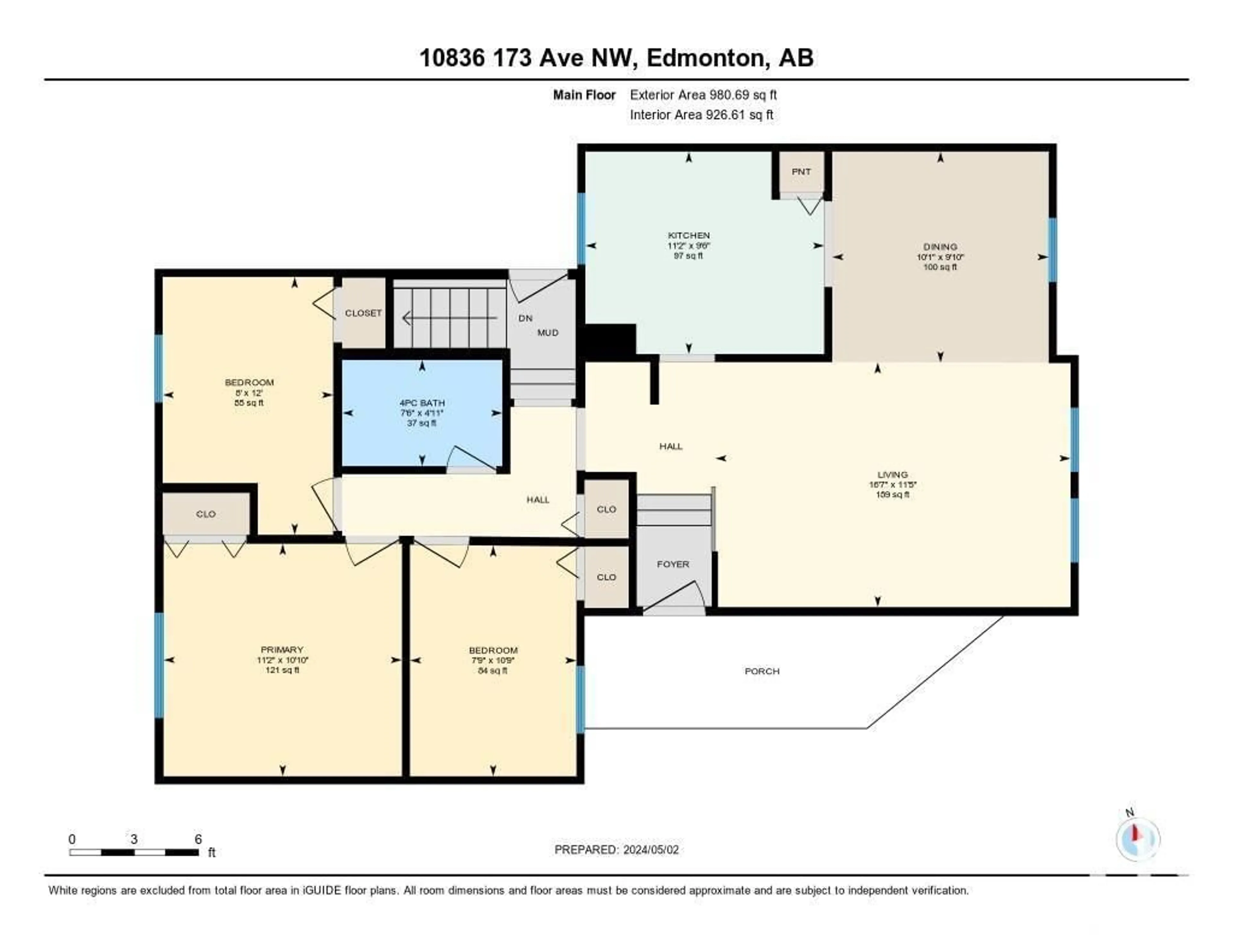 Floor plan for 10836 173 AV NW, Edmonton Alberta T5X3Z4