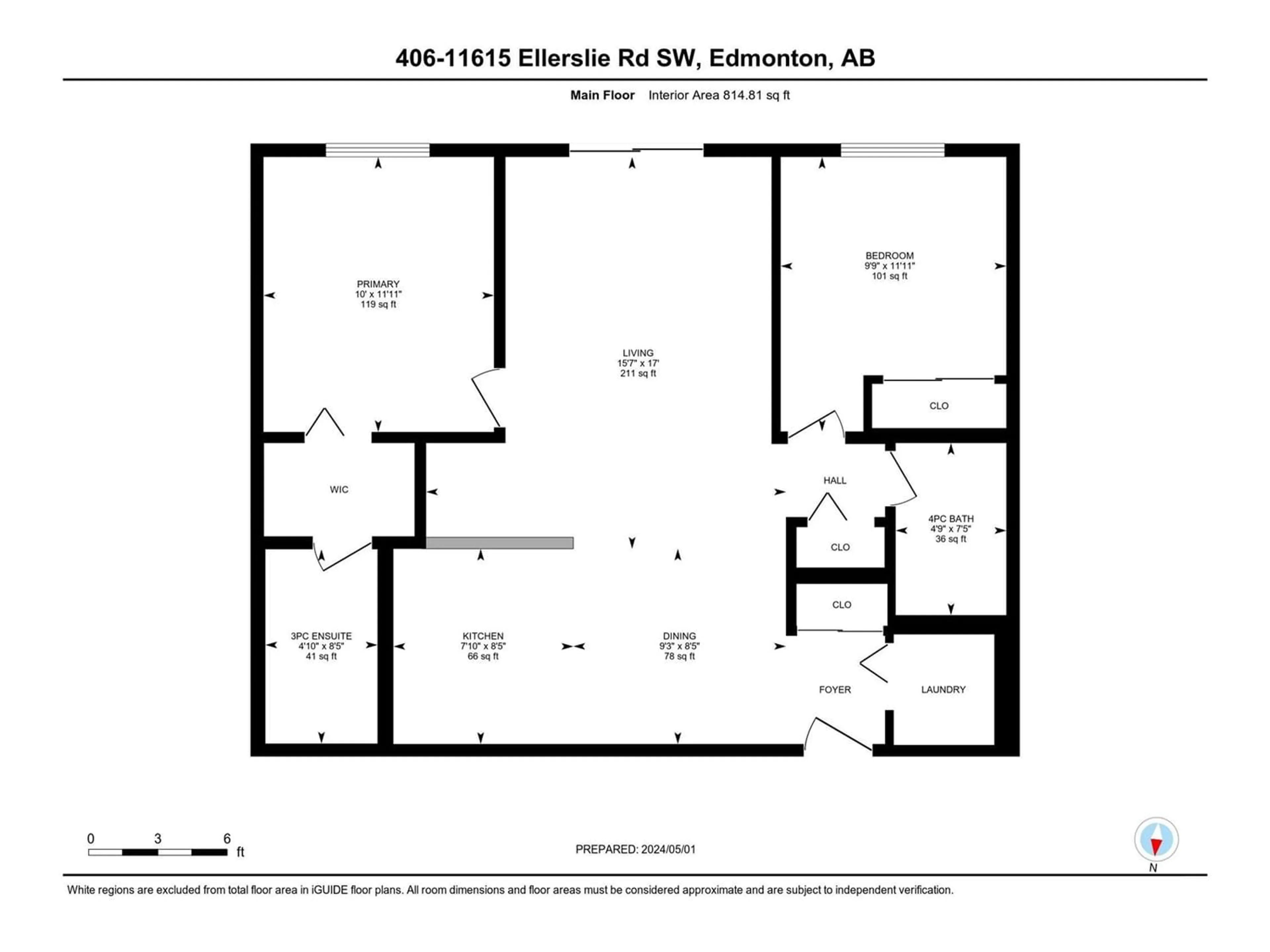 Floor plan for #406 11615 ELLERSLIE RD SW, Edmonton Alberta T6W0J3