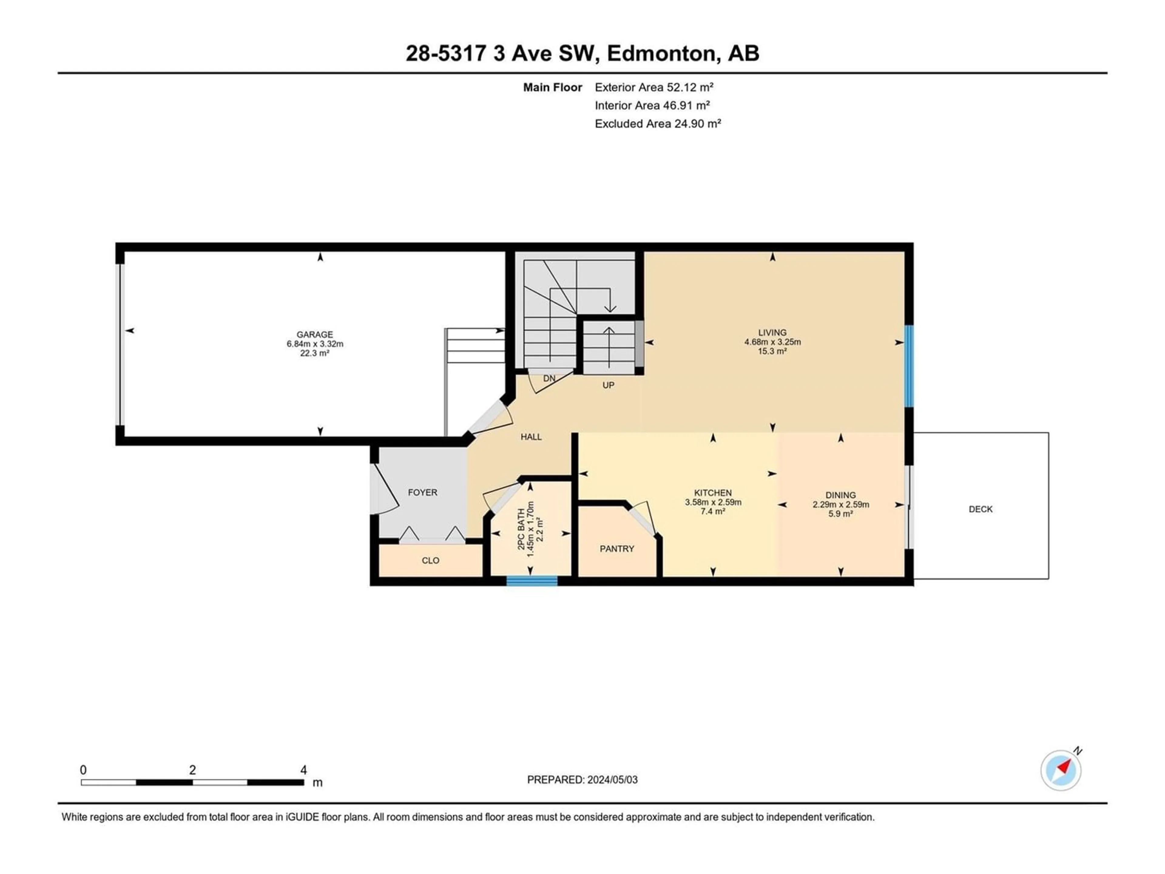 Floor plan for #28 5317 3 AV SW, Edmonton Alberta T6X0W7