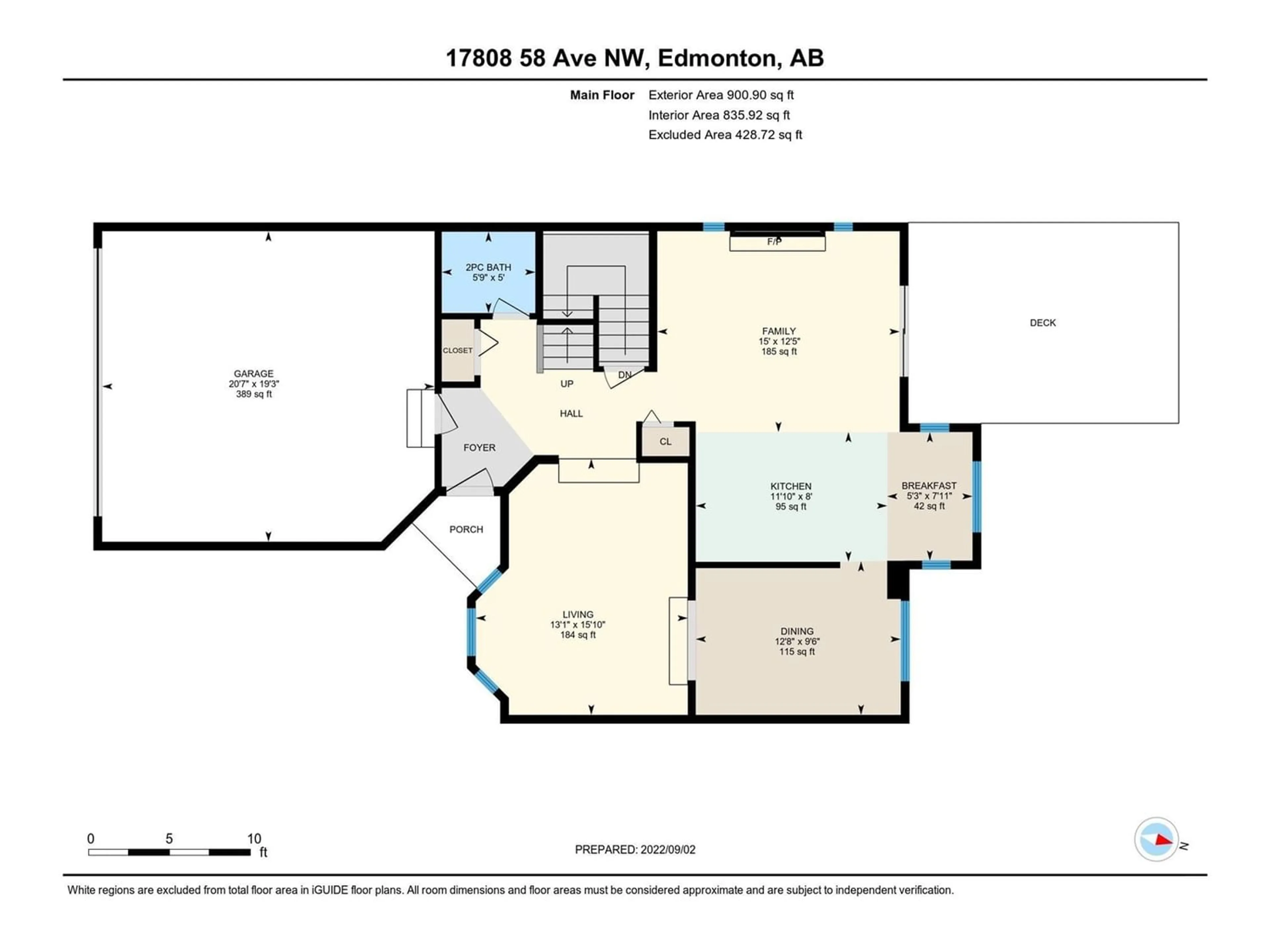 Floor plan for 17808 58 AV NW, Edmonton Alberta T6M1S6
