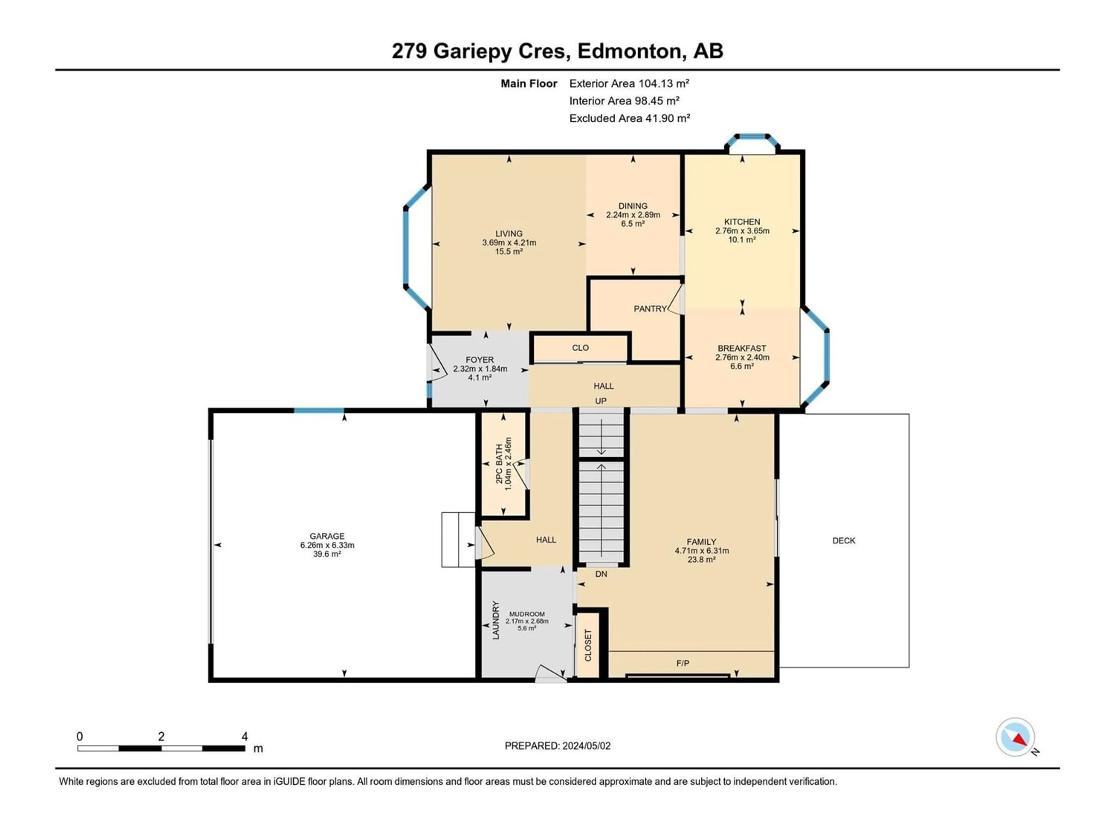 Floor plan for 279 GARIEPY CR NW, Edmonton Alberta T6M1G3