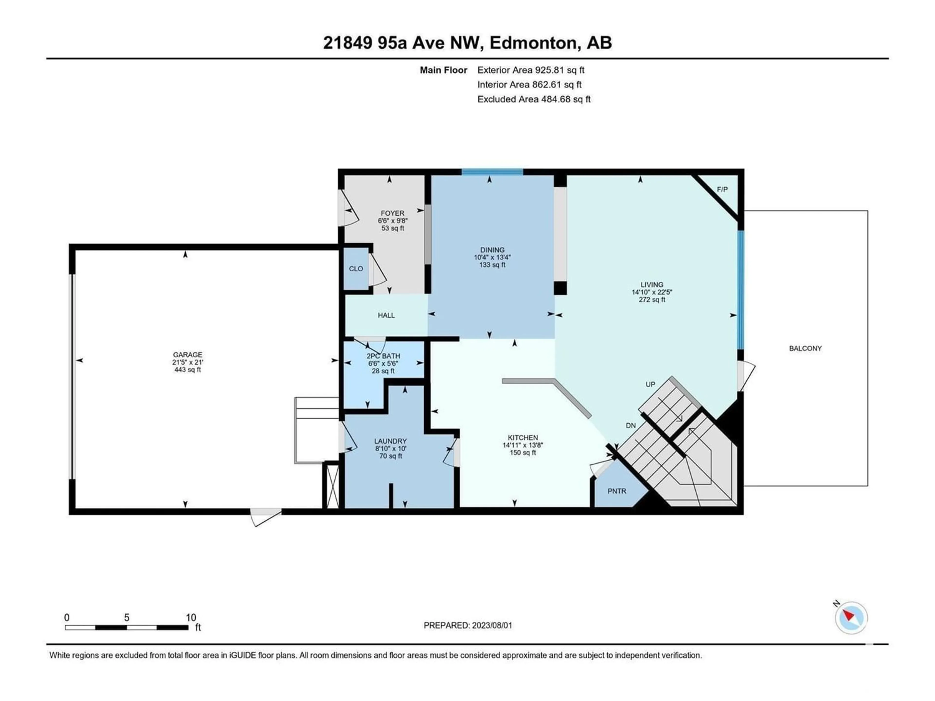Floor plan for 21849 95A AV NW NW, Edmonton Alberta T5T3Y6