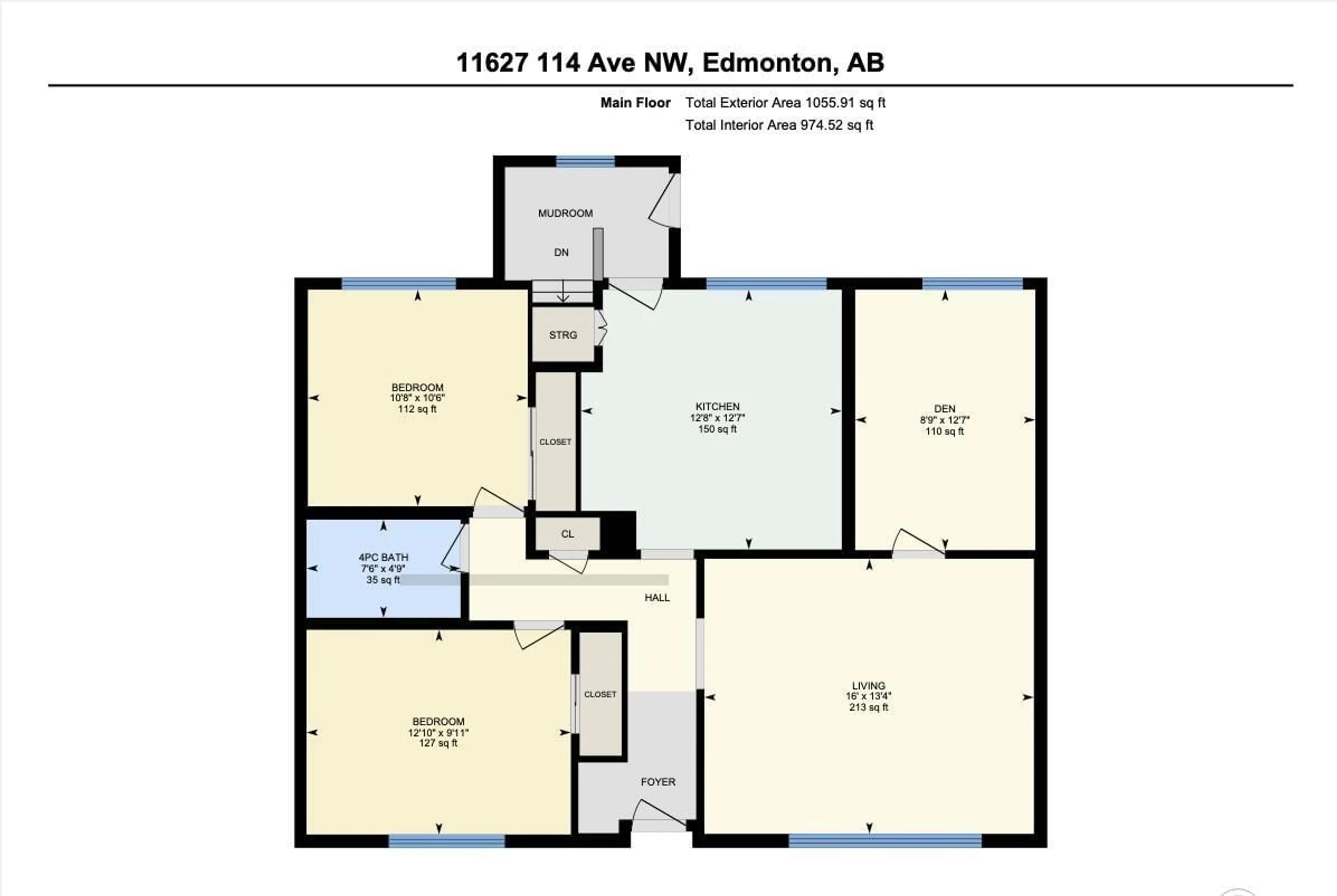 Floor plan for 11627 114 AV NW NW, Edmonton Alberta T5G0L2