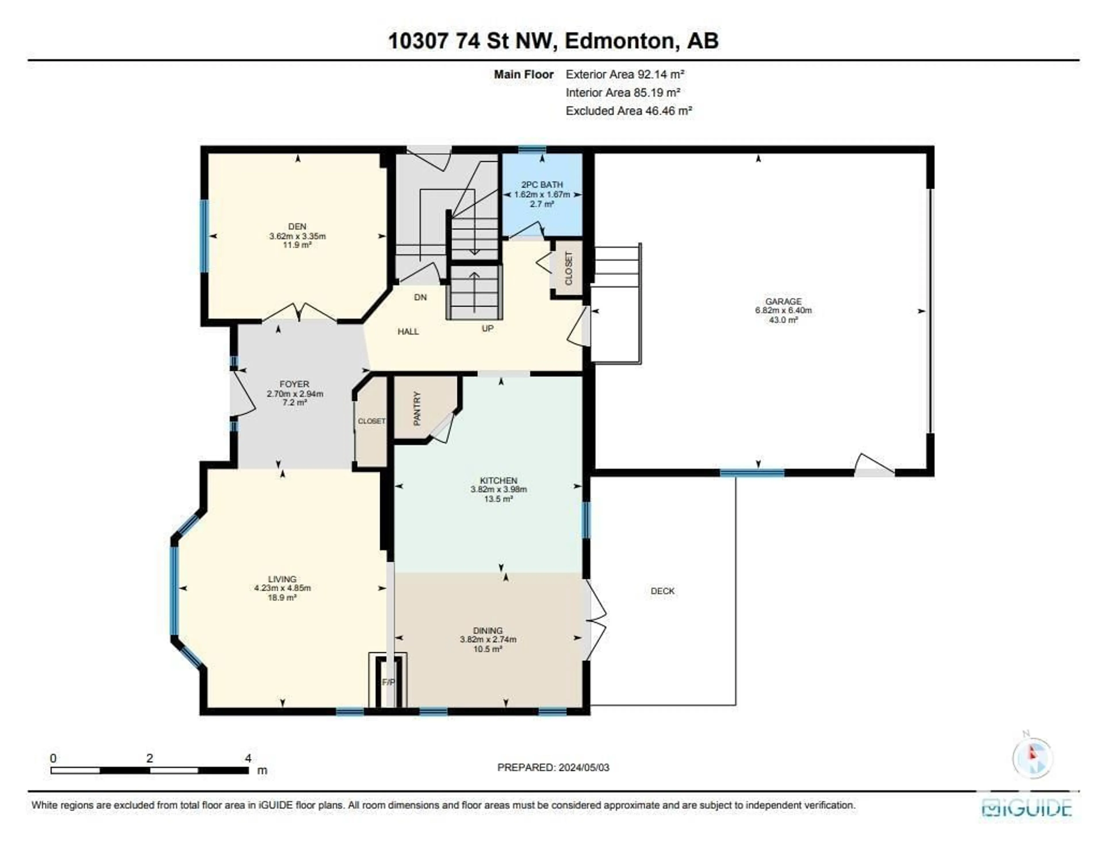 Floor plan for 10307 74 ST NW, Edmonton Alberta T6A2Y4
