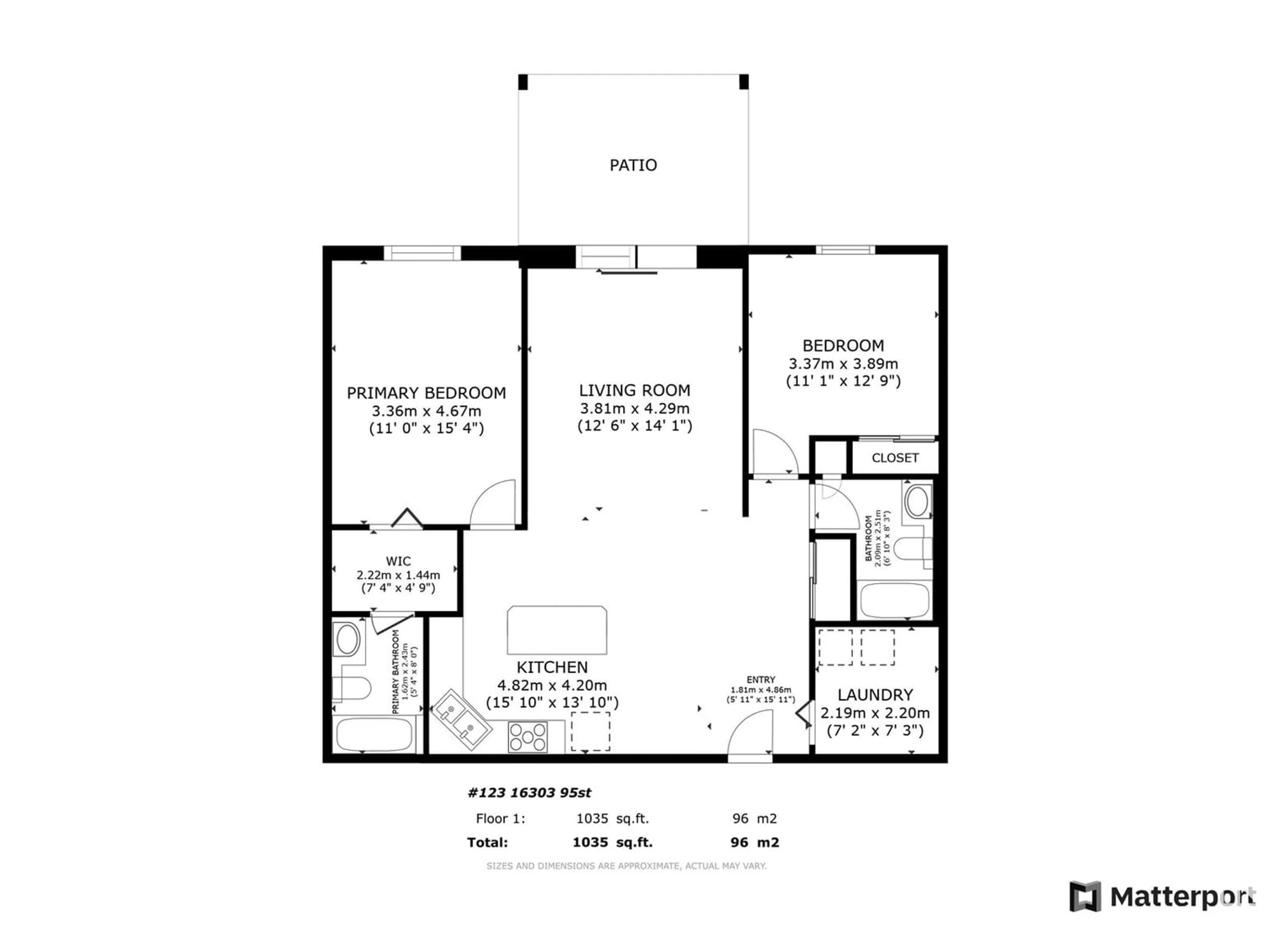 Floor plan for #123 16303 95 ST NW, Edmonton Alberta T5Z3V1