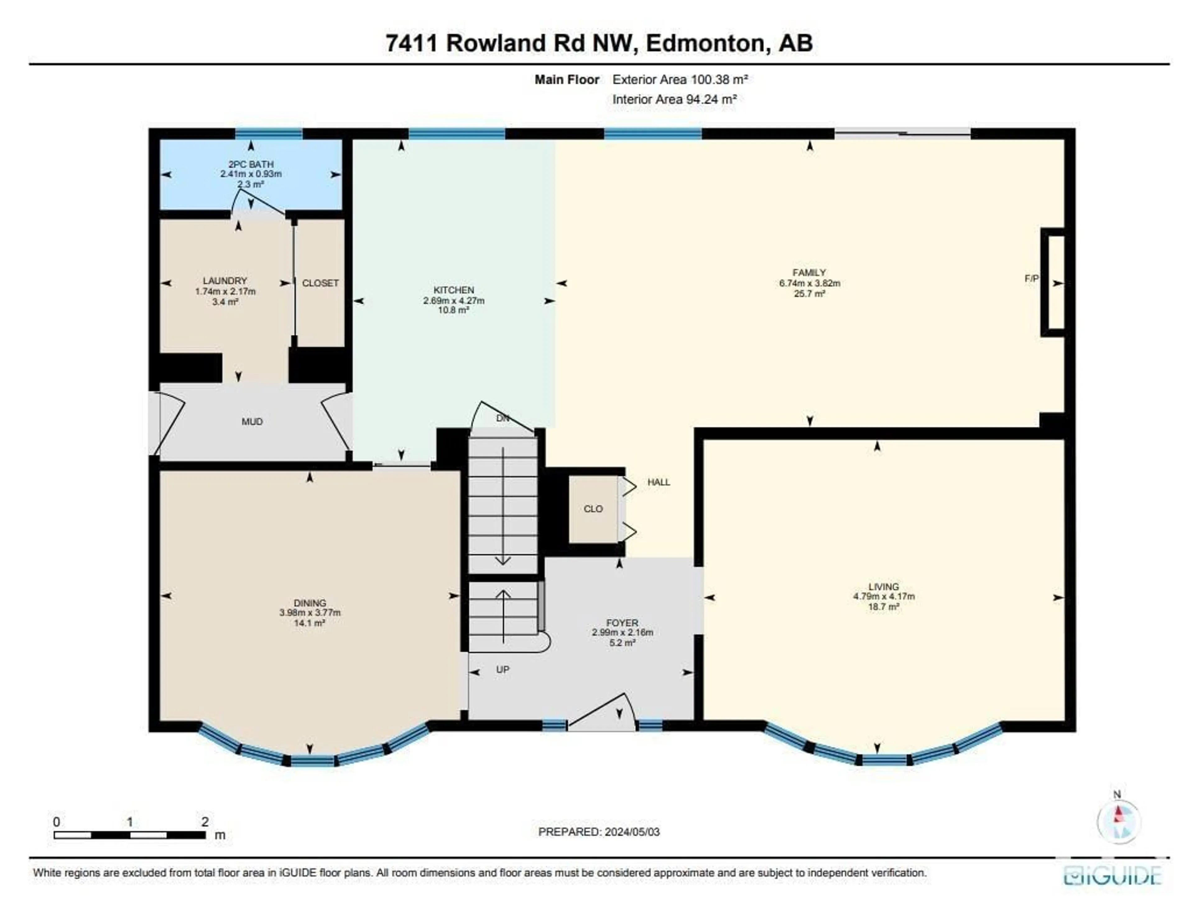 Floor plan for 7411 ROWLAND RD NW, Edmonton Alberta T6A3W3