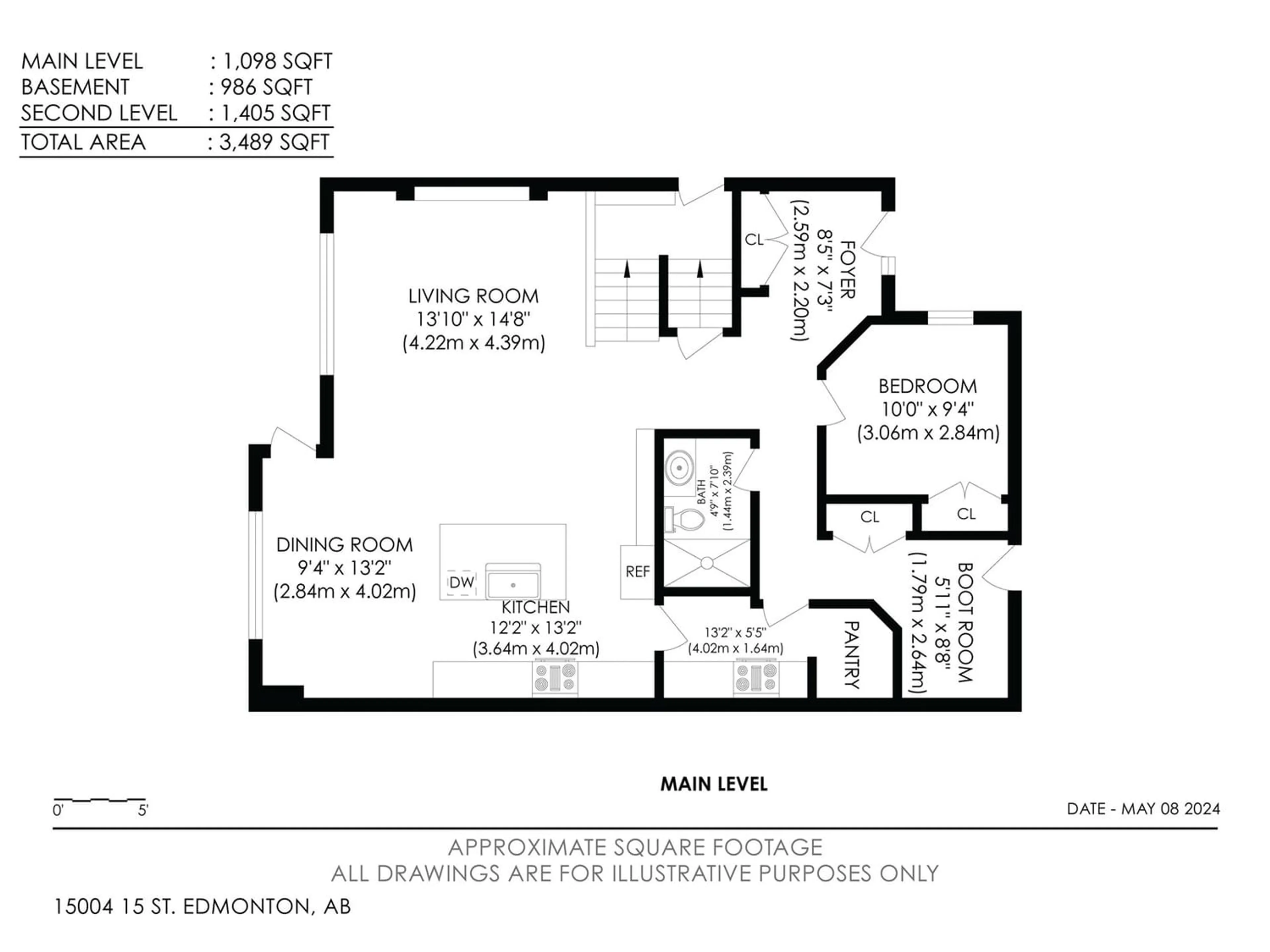 Floor plan for 15004 15 ST NW, Edmonton Alberta T5Y3T4