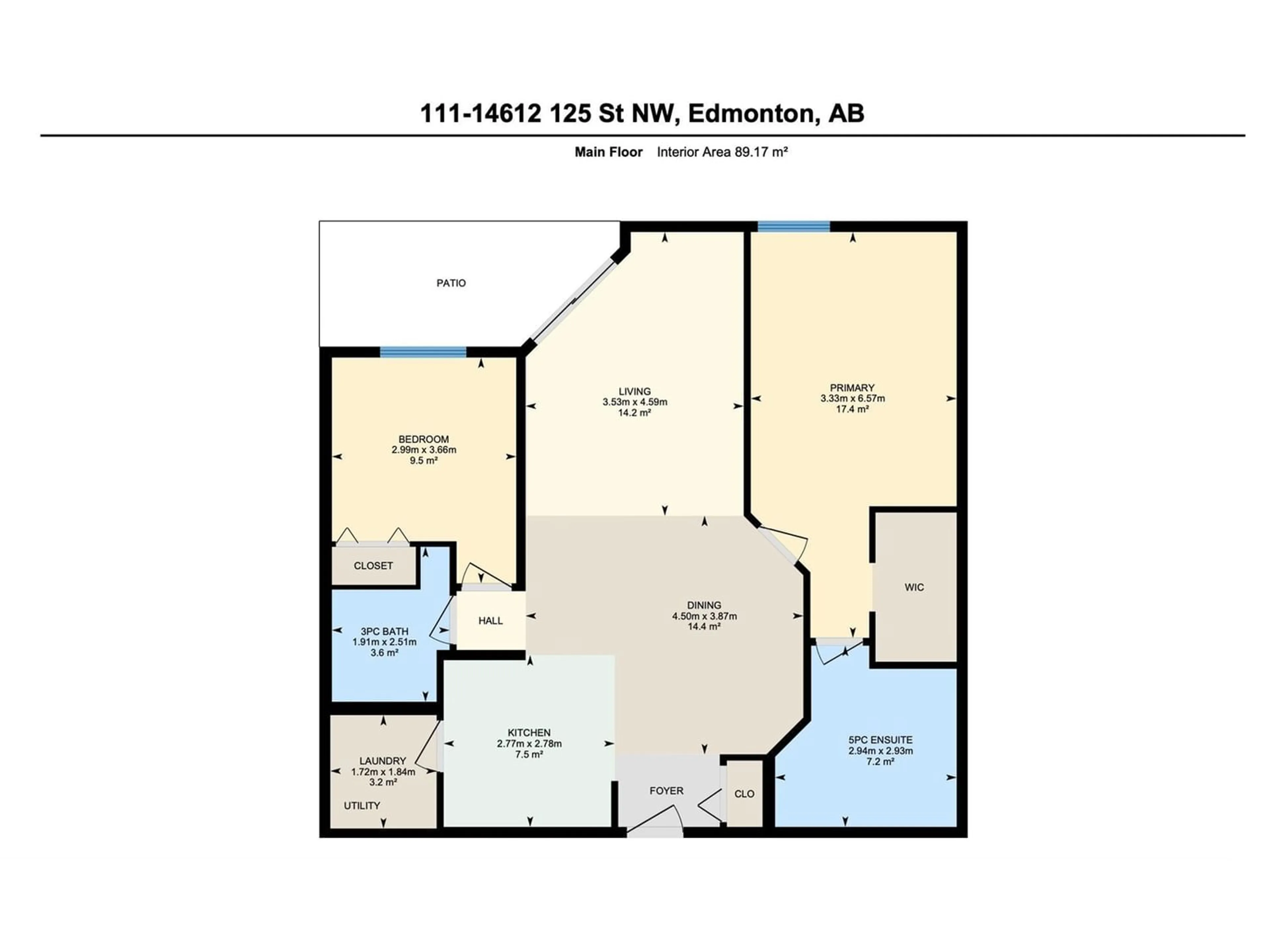 Floor plan for #111 14612 125 ST NW, Edmonton Alberta T5X0B6