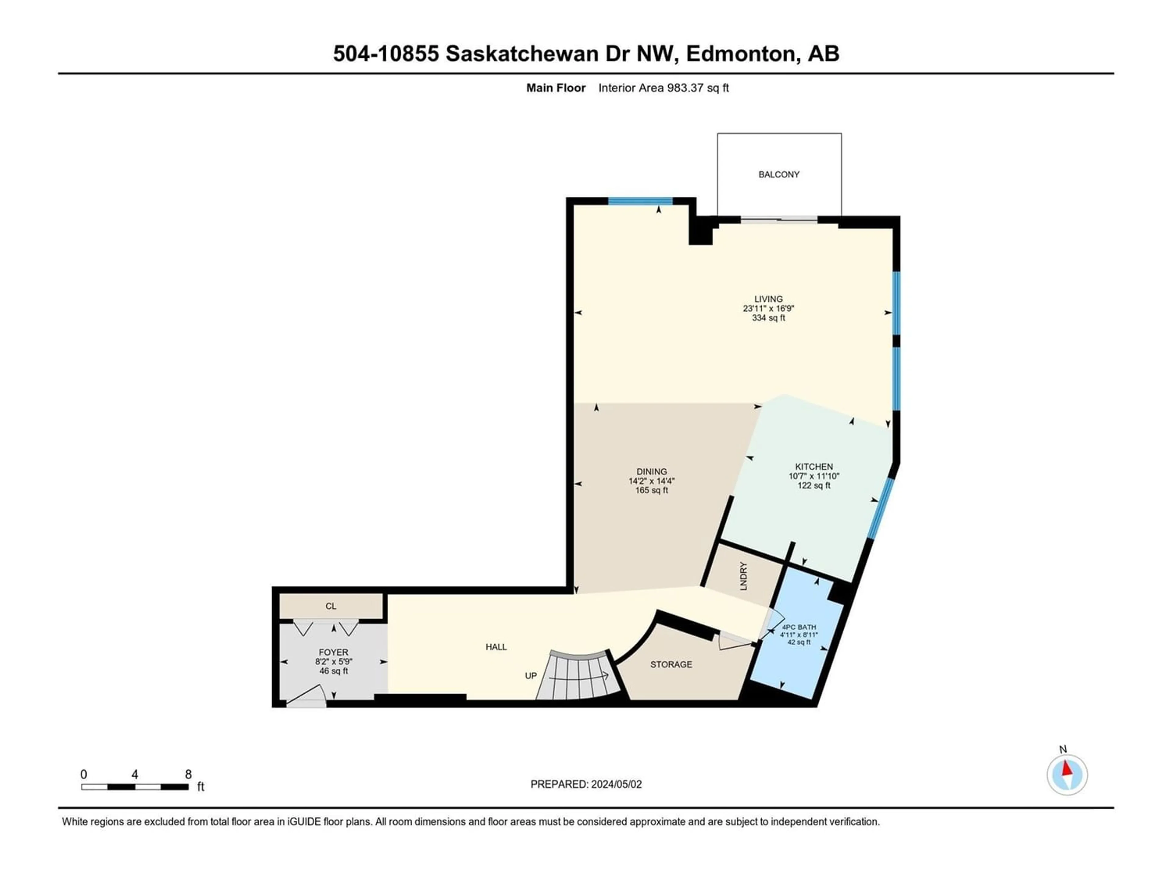Floor plan for #504 10855 Saskatchewan DR NW, Edmonton Alberta T6E6T6