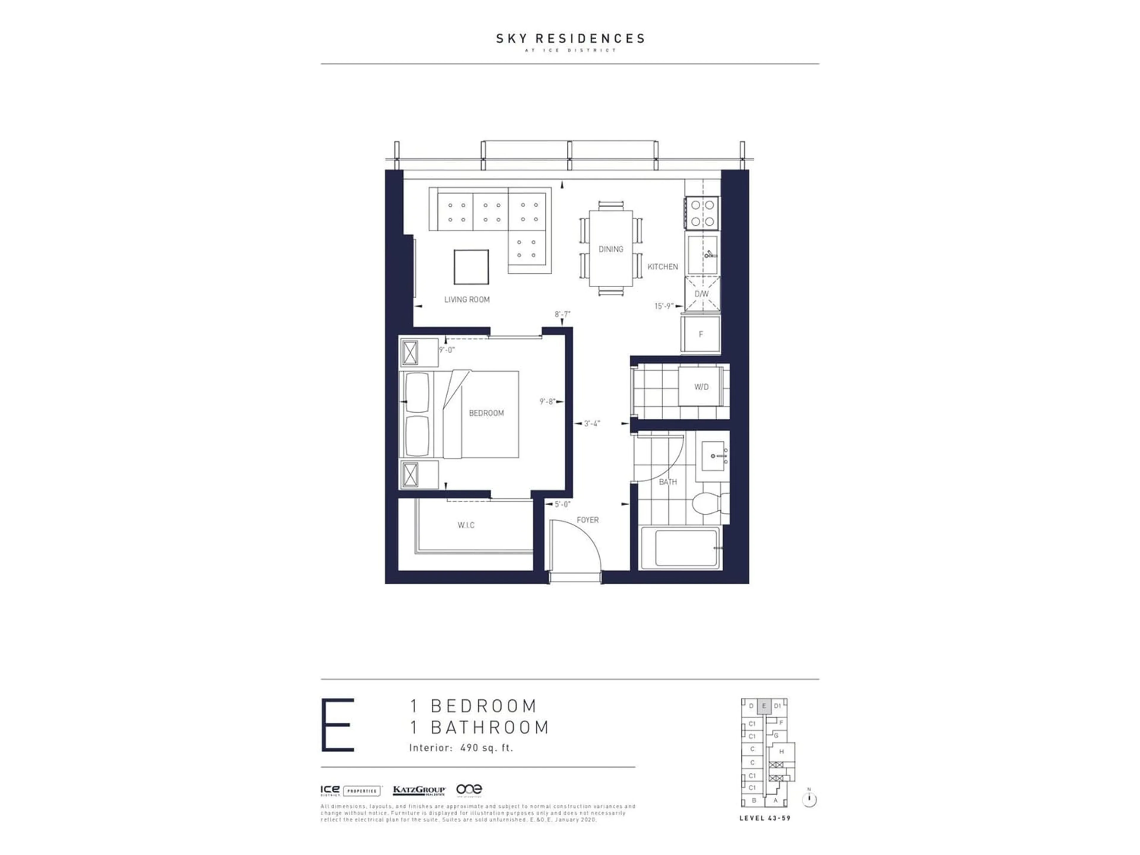 Floor plan for #4602 10310 102 ST NW, Edmonton Alberta T5J0K5