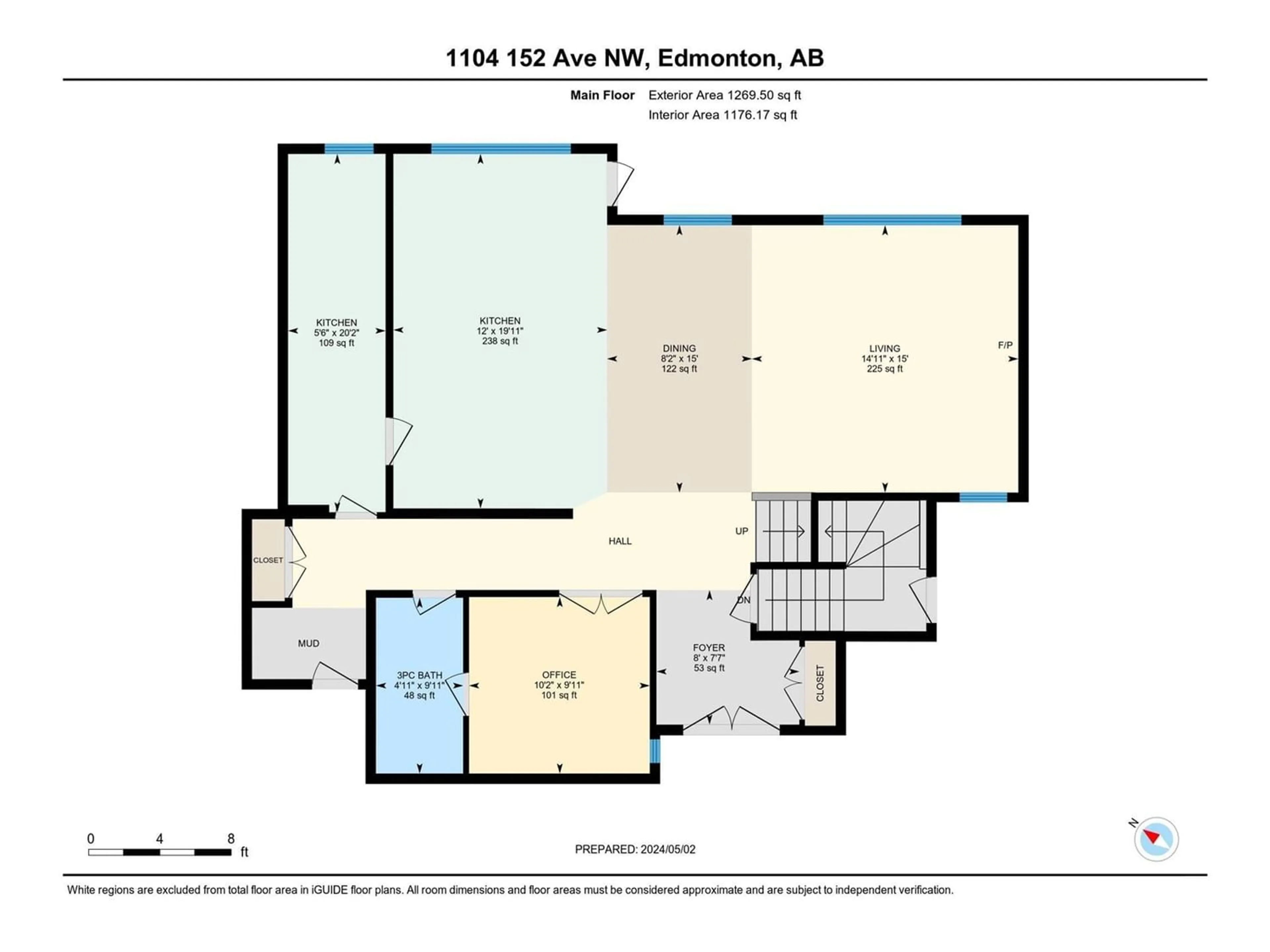 Floor plan for 1104 152 AV NW, Edmonton Alberta T5Y4C8