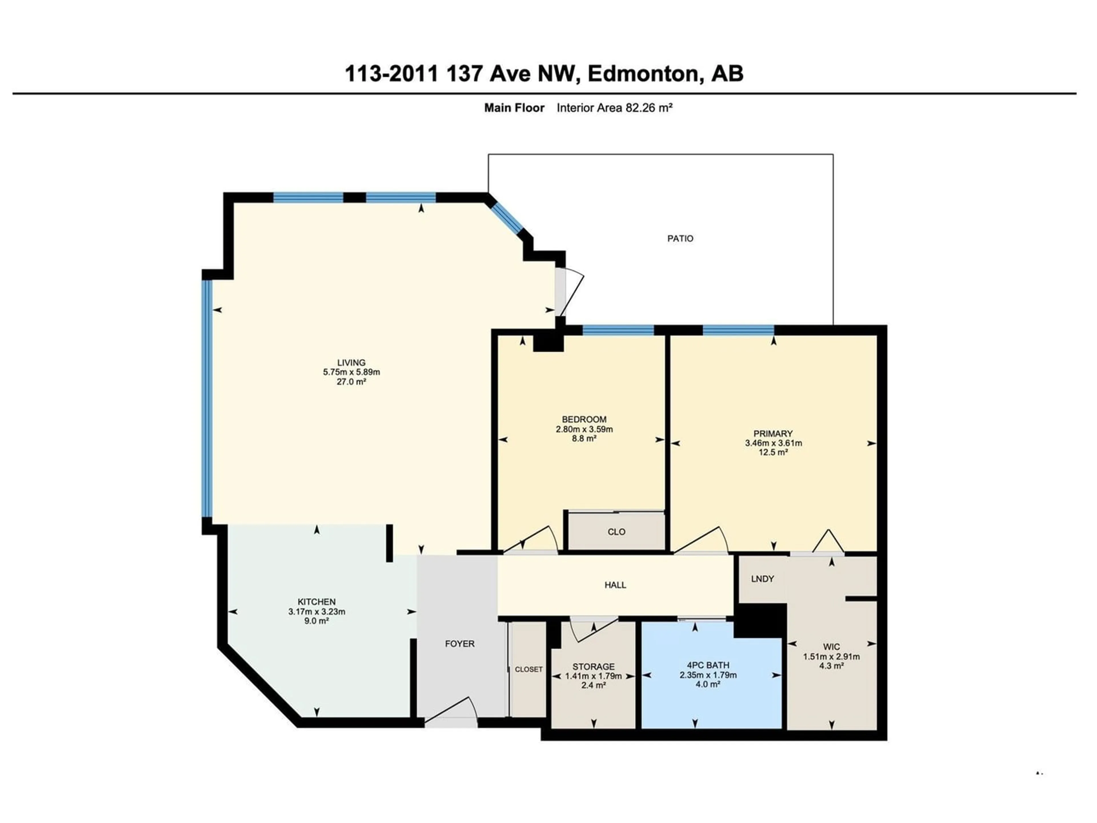 Floor plan for #113 2011 137 AV NW, Edmonton Alberta T5A4W2