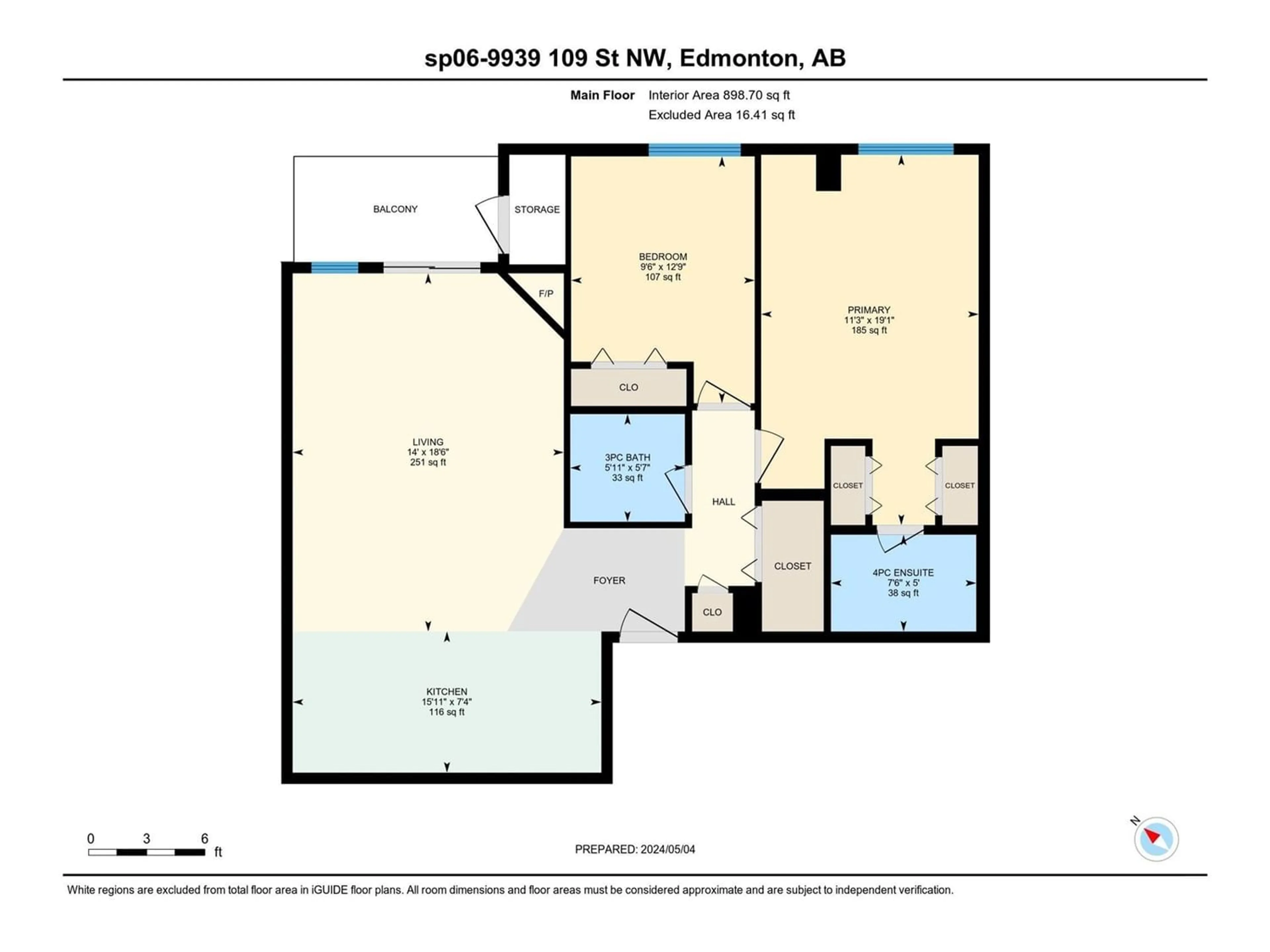 Floor plan for #1706 9939 109 ST NW, Edmonton Alberta T5K1H6