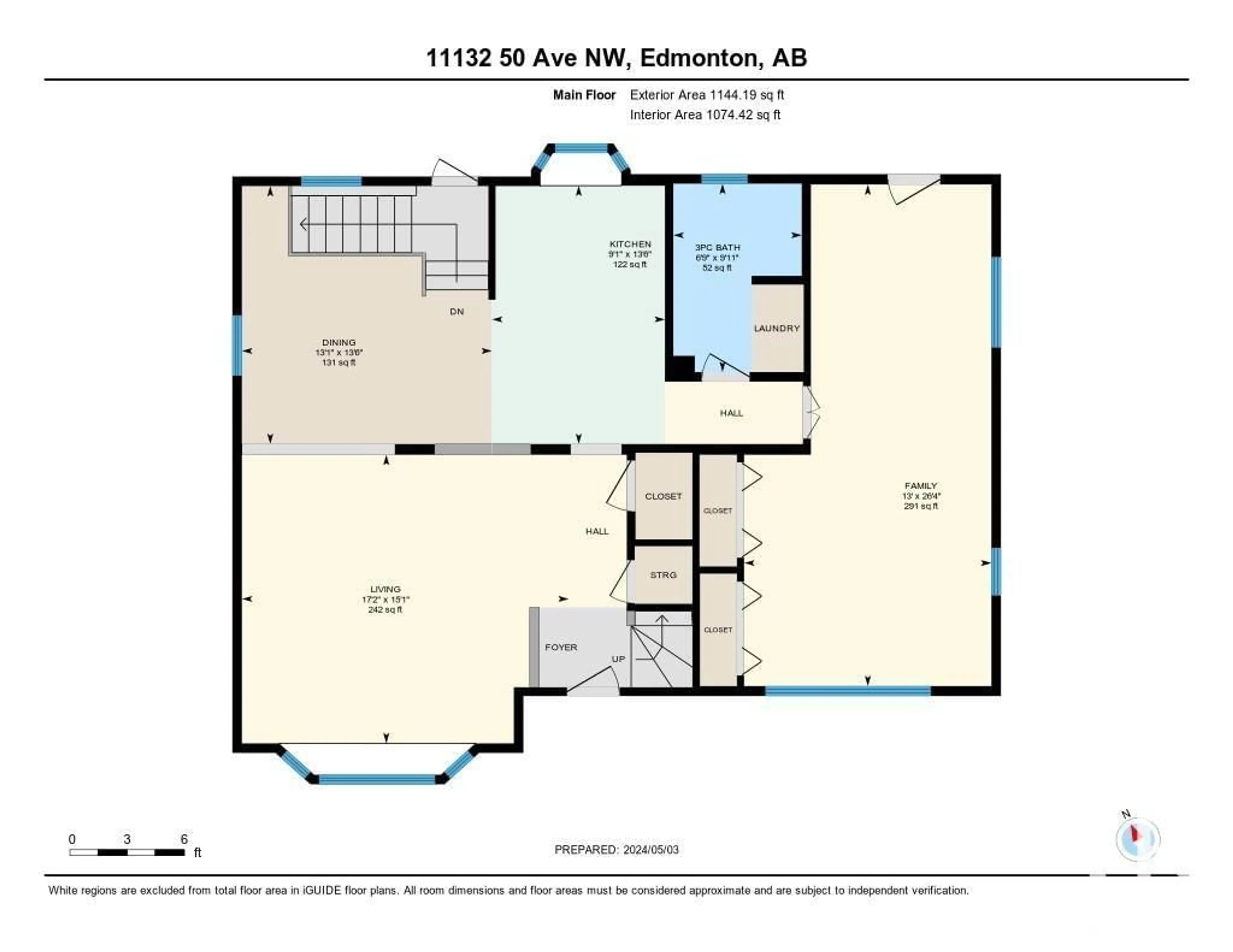 Floor plan for 11132 50 AV NW, Edmonton Alberta T6H0H9