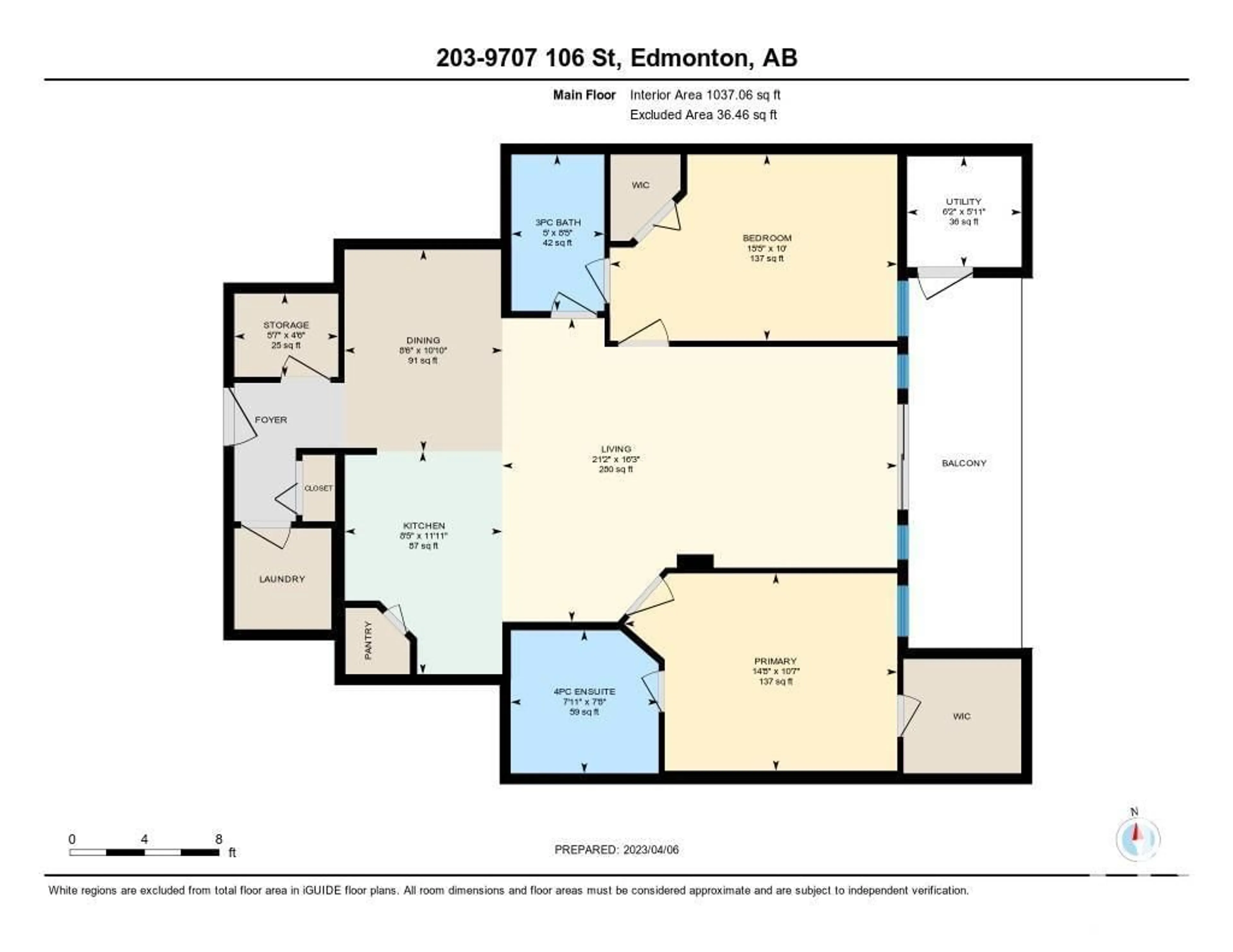 Floor plan for #203 9707 106 ST NW, Edmonton Alberta T5K0B7