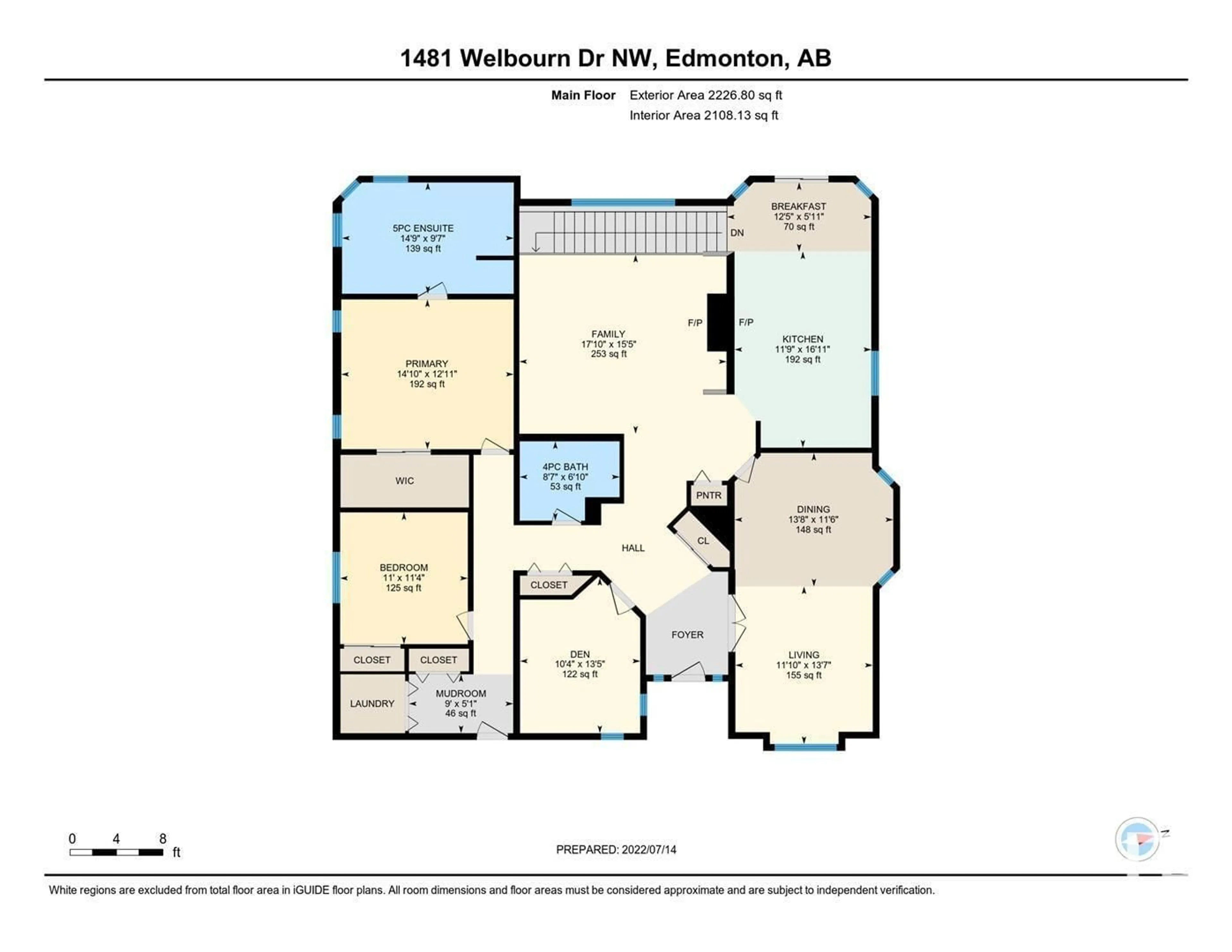 Floor plan for 1481 WELBOURN DR NW, Edmonton Alberta T6M2M1