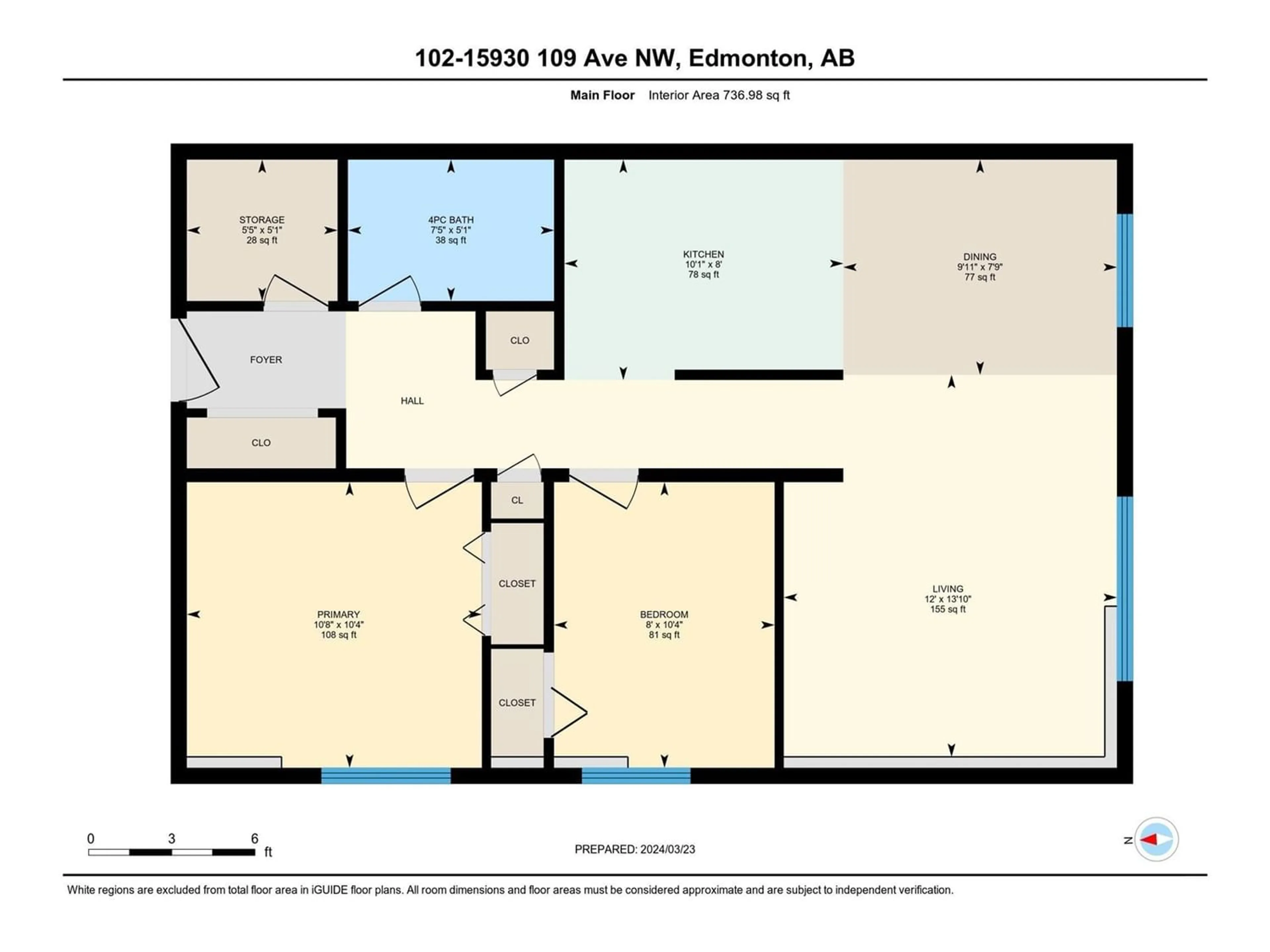 Floor plan for #102 15930 109 AV NW, Edmonton Alberta T5P1B7