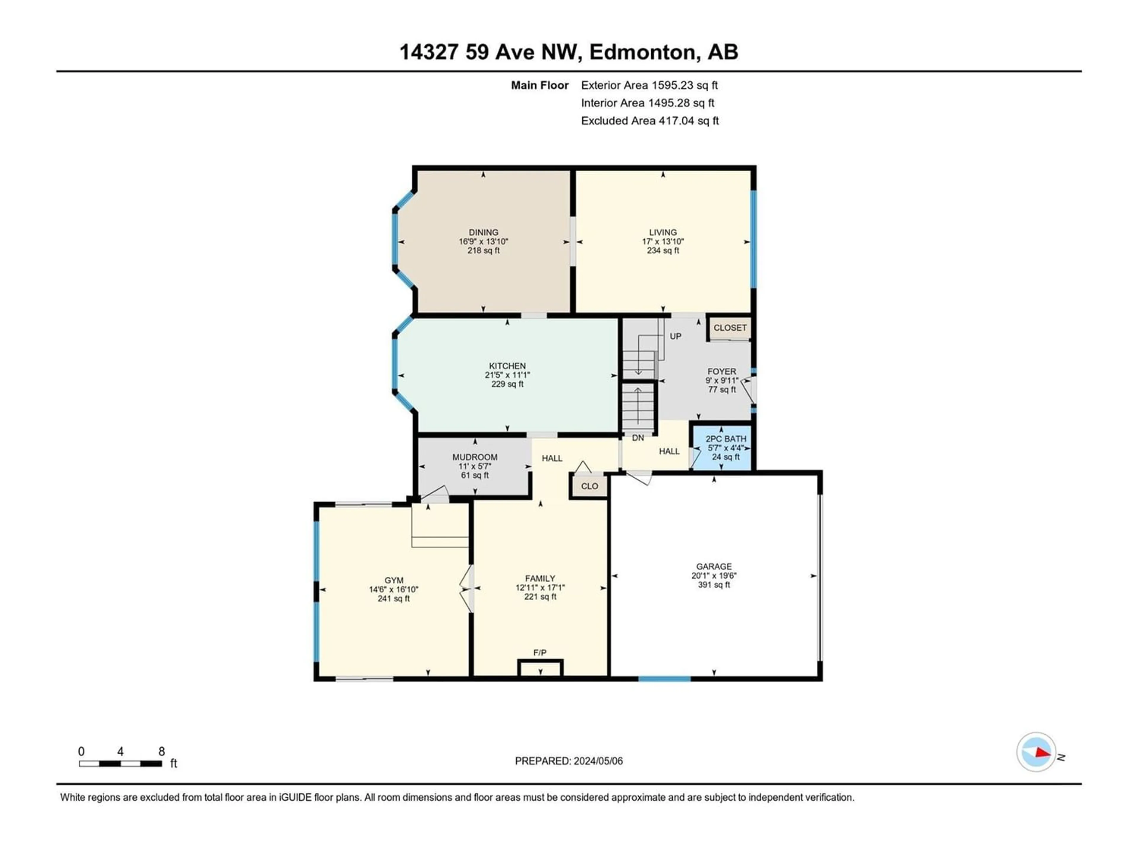Floor plan for 14327 59 AV NW, Edmonton Alberta T6H1G7