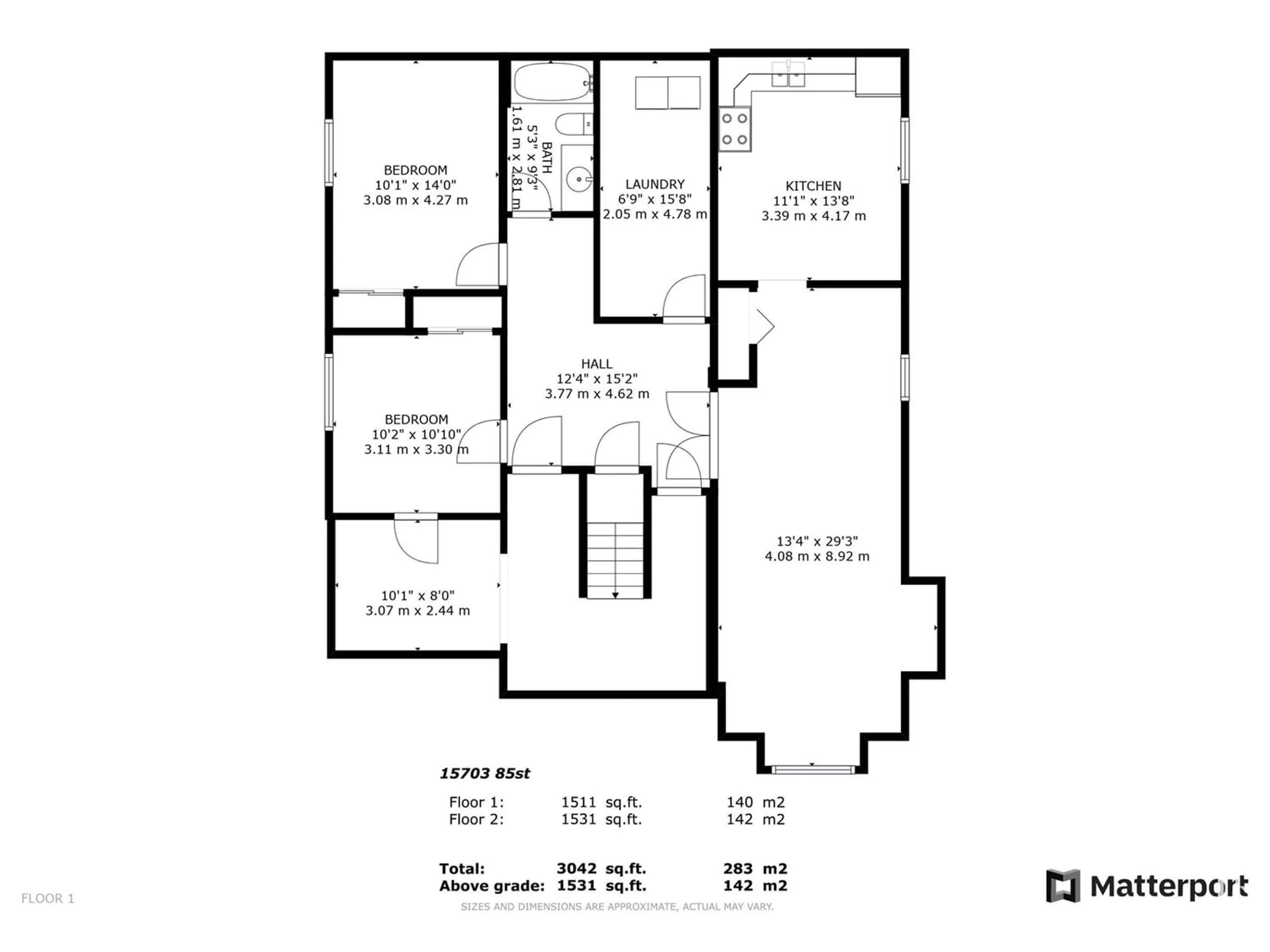 Floor plan for 15703 85 ST NW, Edmonton Alberta T5Z3B5