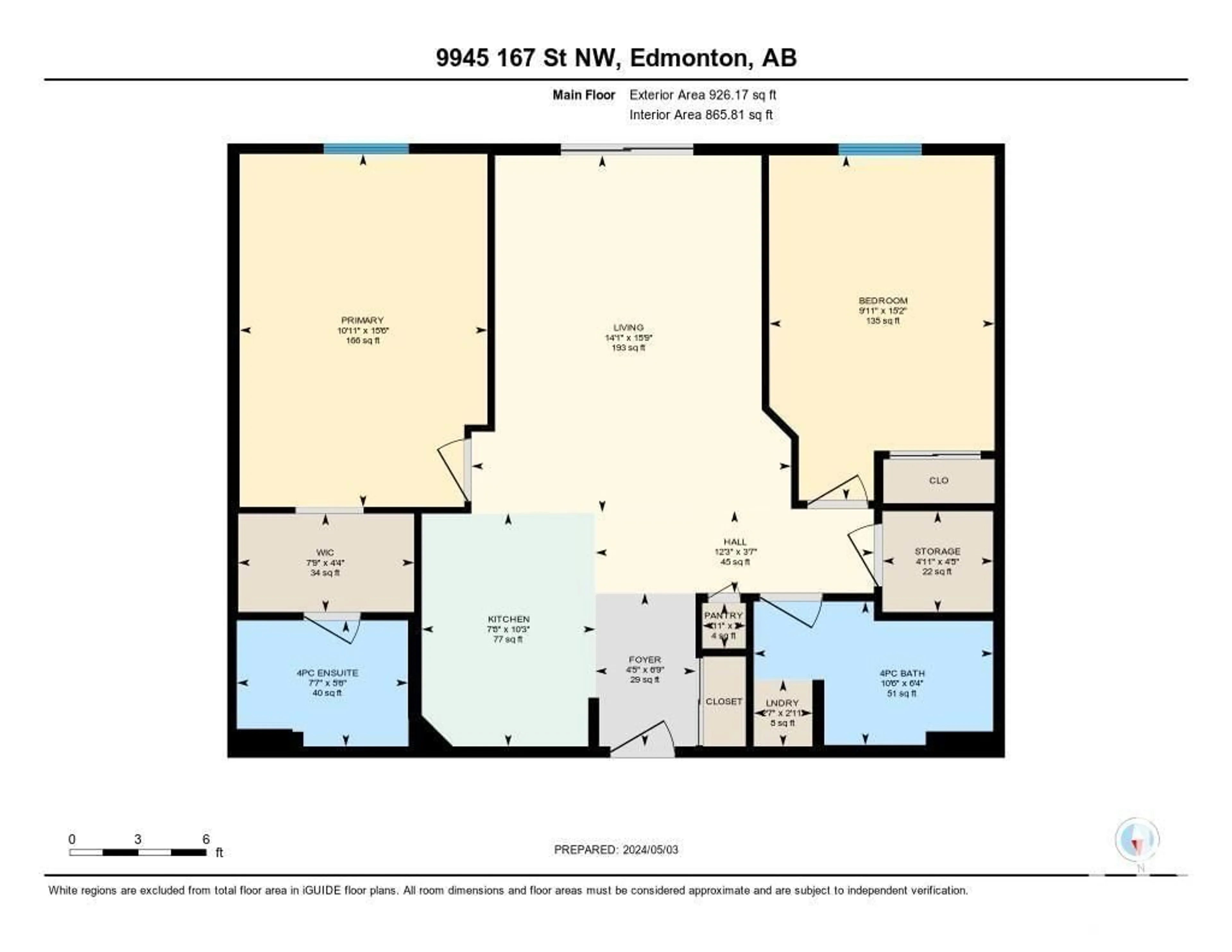 Floor plan for #515 9945 167 ST NW NW, Edmonton Alberta T5P0K5